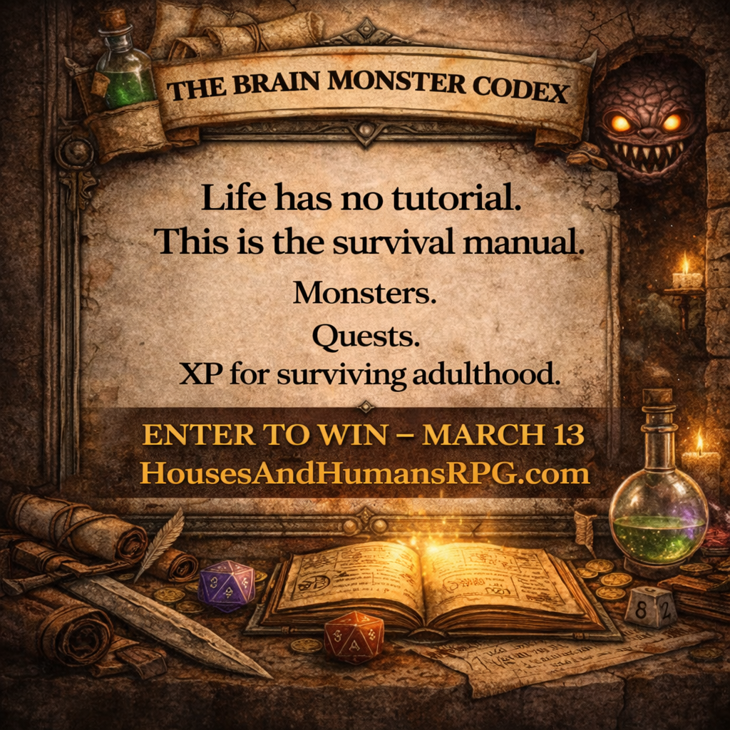 Free Fantasy RPG Book Giveaway: Enter the Houses & Humans Brain Monster Codex