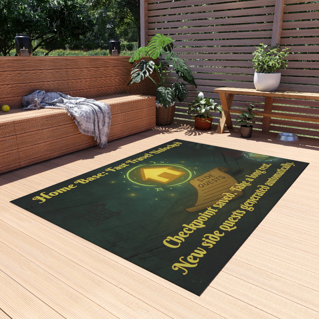 Gamer Doormat – 'Fast Travel Unlocked' Rug for RPG Home Base or Nerdy Entryways
