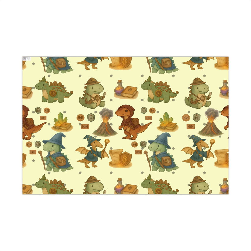 Dinosaur Gift Wrap Papers, Adventurous Holiday Gift RPG wrapping paper