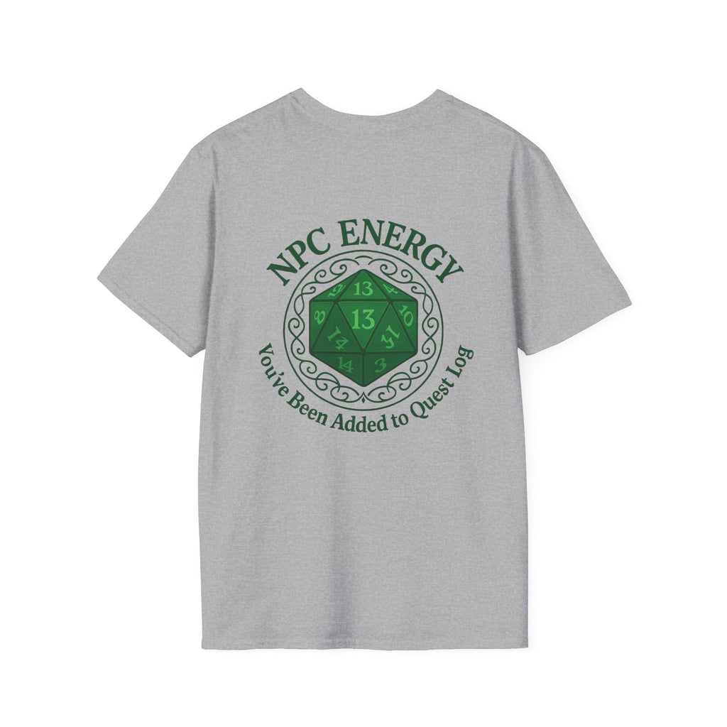 NPC Energy T-Shirt – D&D Gamer Tee: 'You've Been Added to Quest Log' (D20 Shirt)