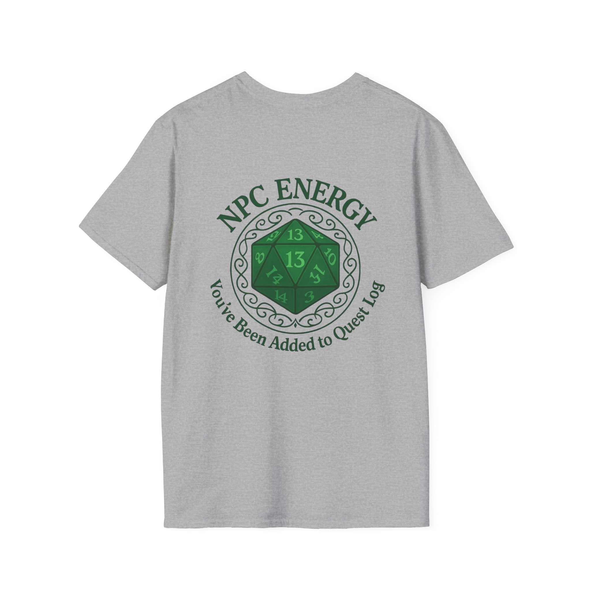 NPC Energy T-Shirt – D&D Gamer Tee: 'You've Been Added to Quest Log' (D20 Shirt)