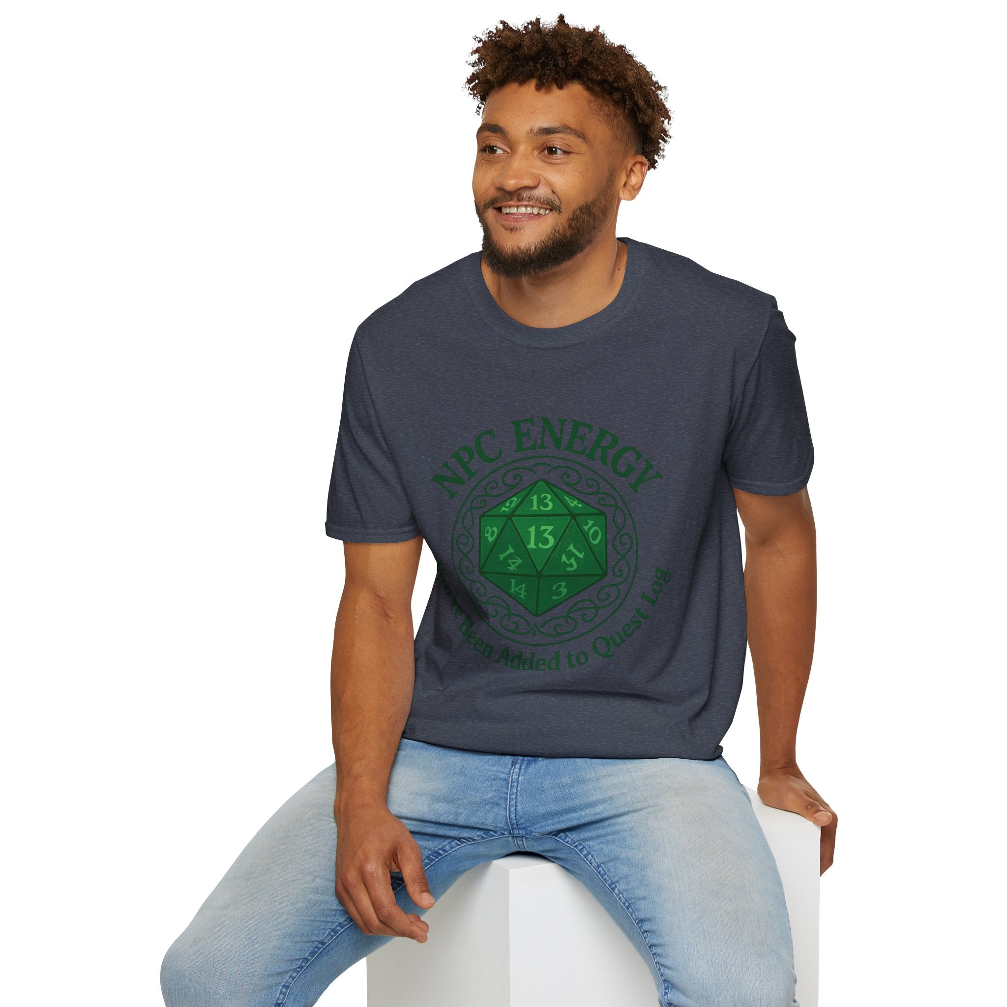 NPC Energy T-Shirt – D&D Gamer Tee: 'You've Been Added to Quest Log' (D20 Shirt)