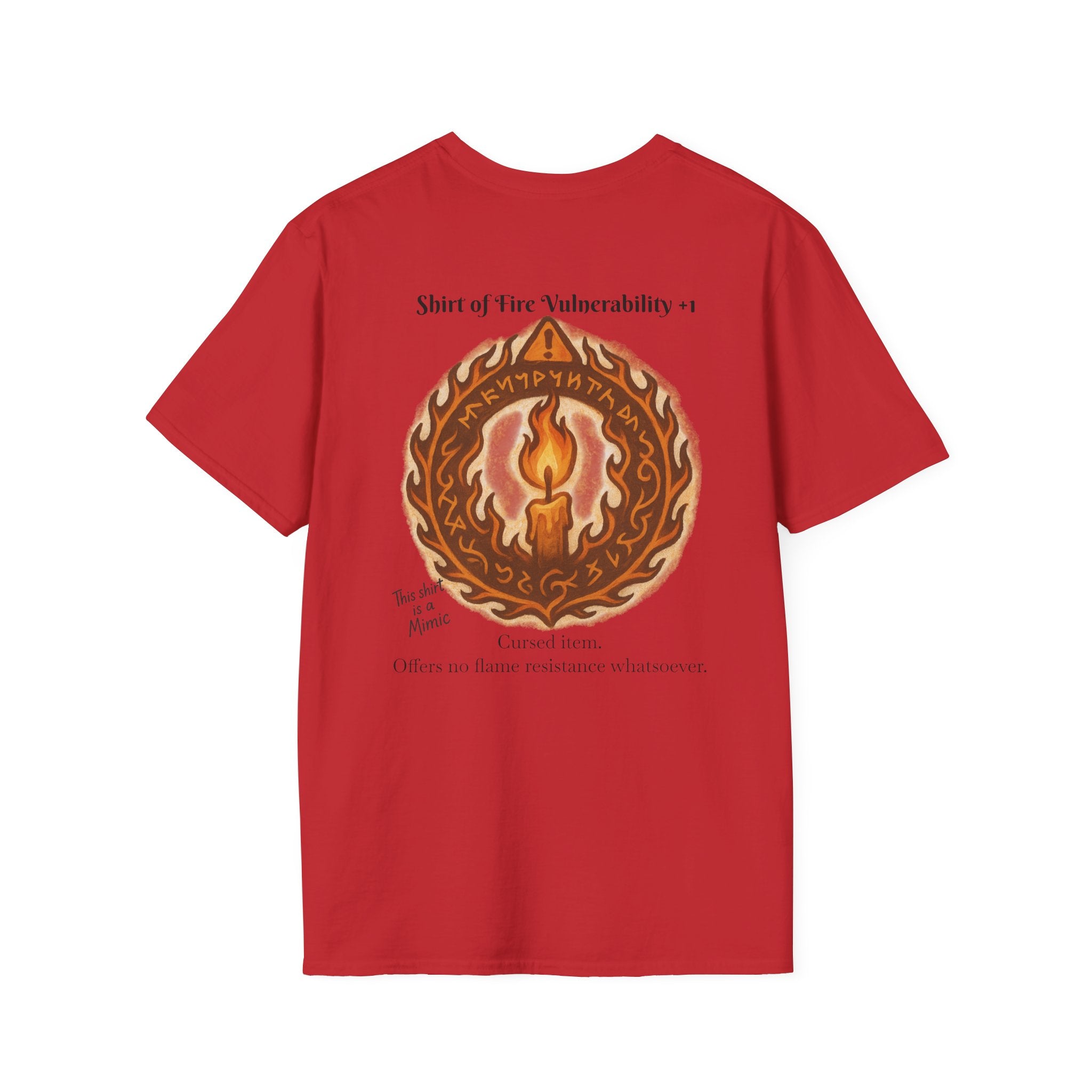 Cursed Item Shirt – ‘Shirt of Fire Vulnerability’ Fantasy Tee for RPG Gamers & Nerds