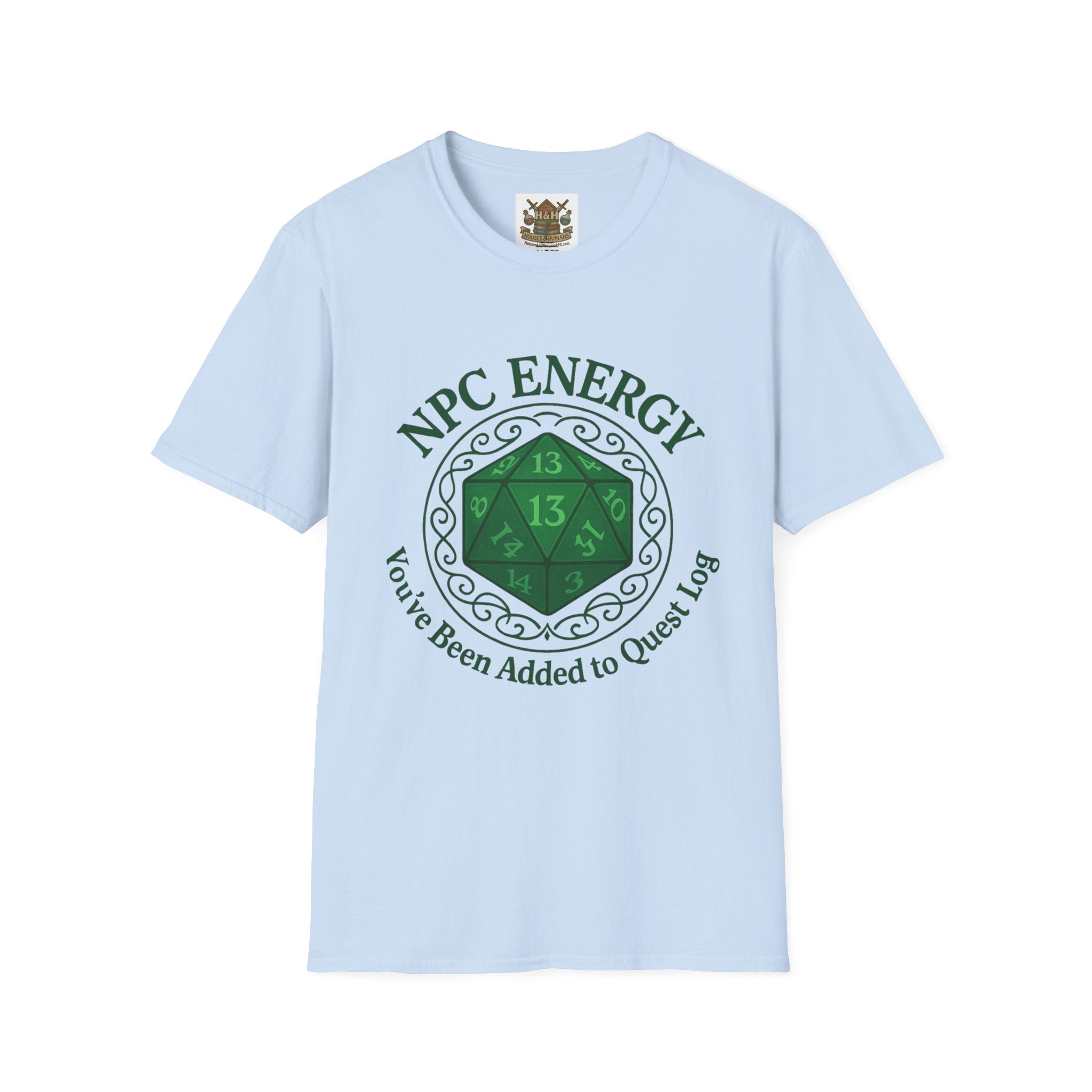 NPC Energy T-Shirt – D&D Gamer Tee: 'You've Been Added to Quest Log' (D20 Shirt)