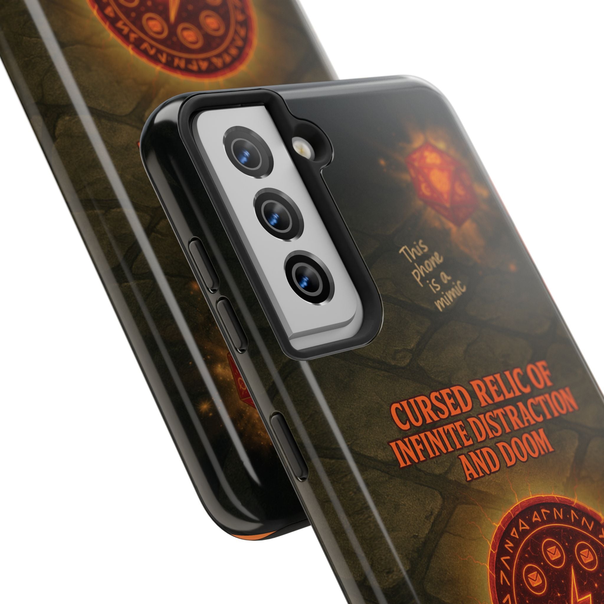 Cursed Relic Phone Case – 'Infinite Distraction & Doom' Protective RPG-Inspired Cover