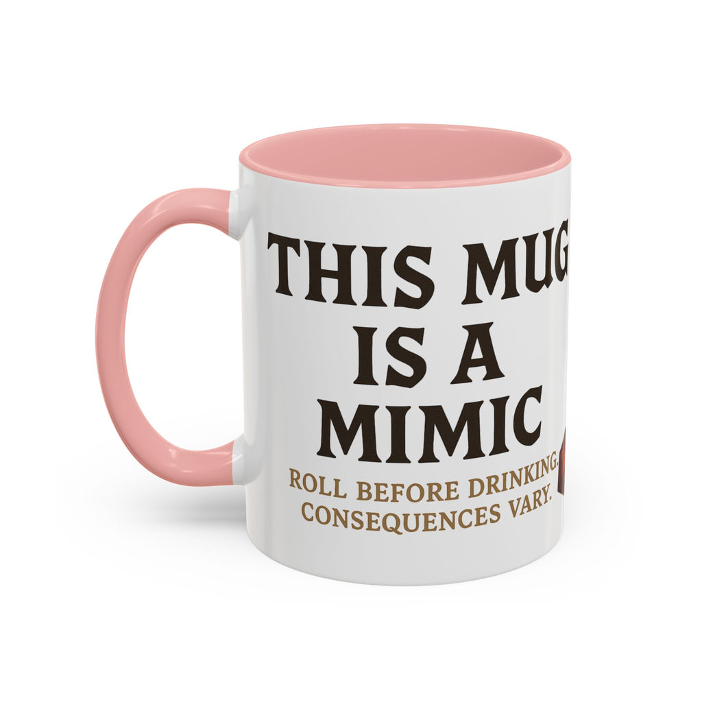 Funny RPG Mug – ‘This Mug Is a Mimic’ Coffee Cup for D&D Fans & Dungeon Crawlers
