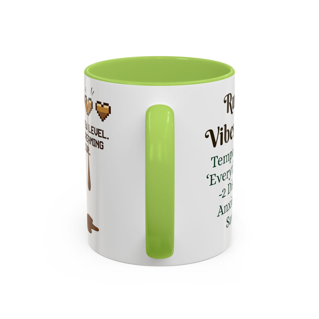 Gaming Coffee Mug – ‘Running on Vibes & Coffee’ Critical Brew Level for D&D Fans RPG