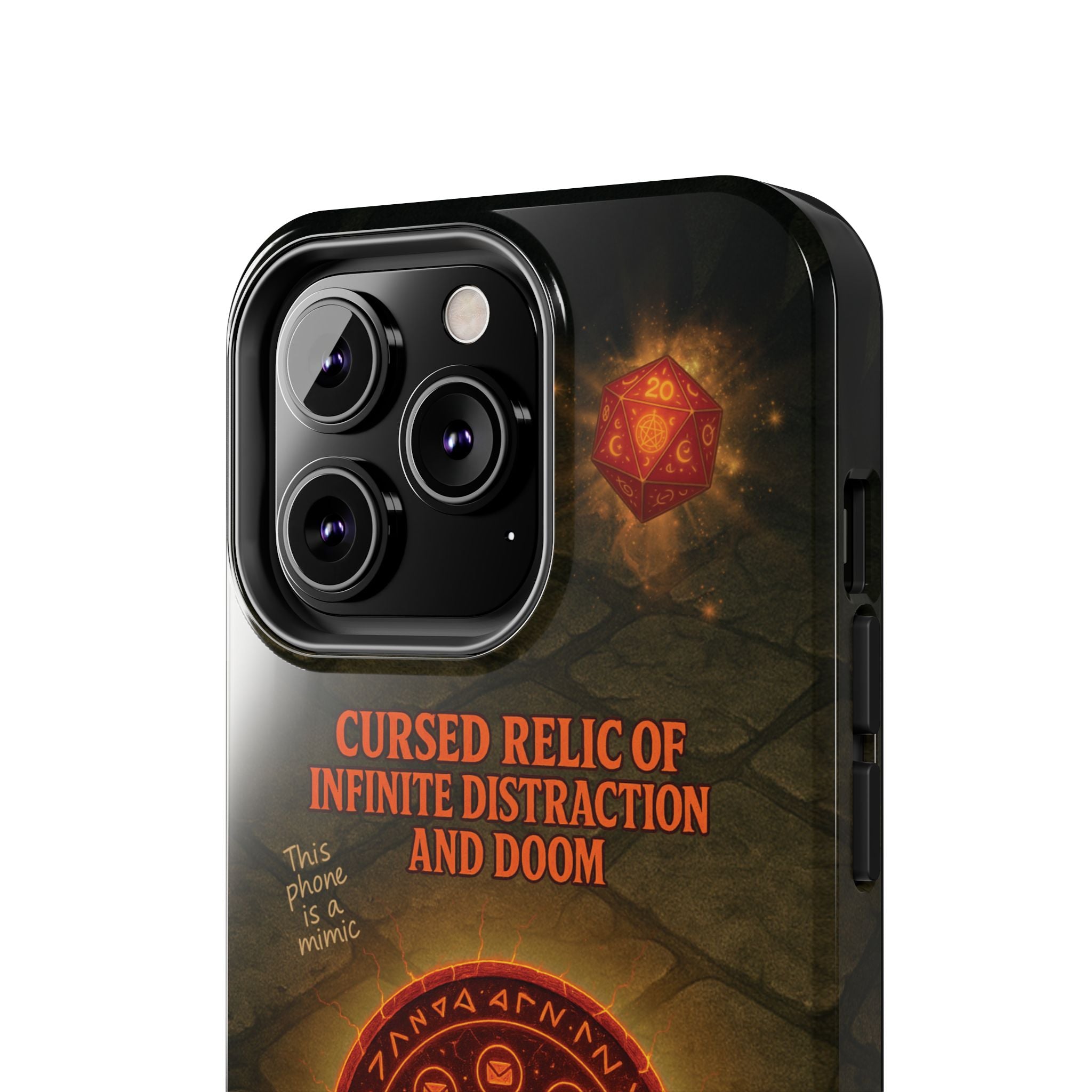 Cursed Relic Phone Case – 'Infinite Distraction & Doom' Protective RPG-Inspired Cover
