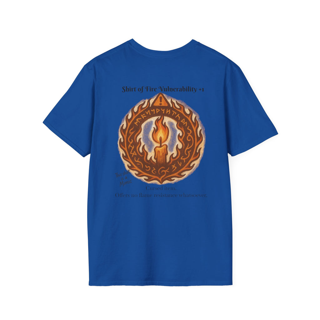 Cursed Item Shirt – ‘Shirt of Fire Vulnerability’ Fantasy Tee for RPG Gamers & Nerds