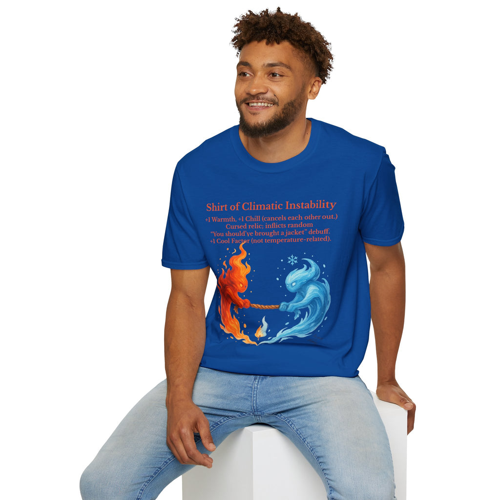 Funny RPG Shirt – ‘Shirt of Climatic Instability’ Cursed Relic Tee by Houses & Humans