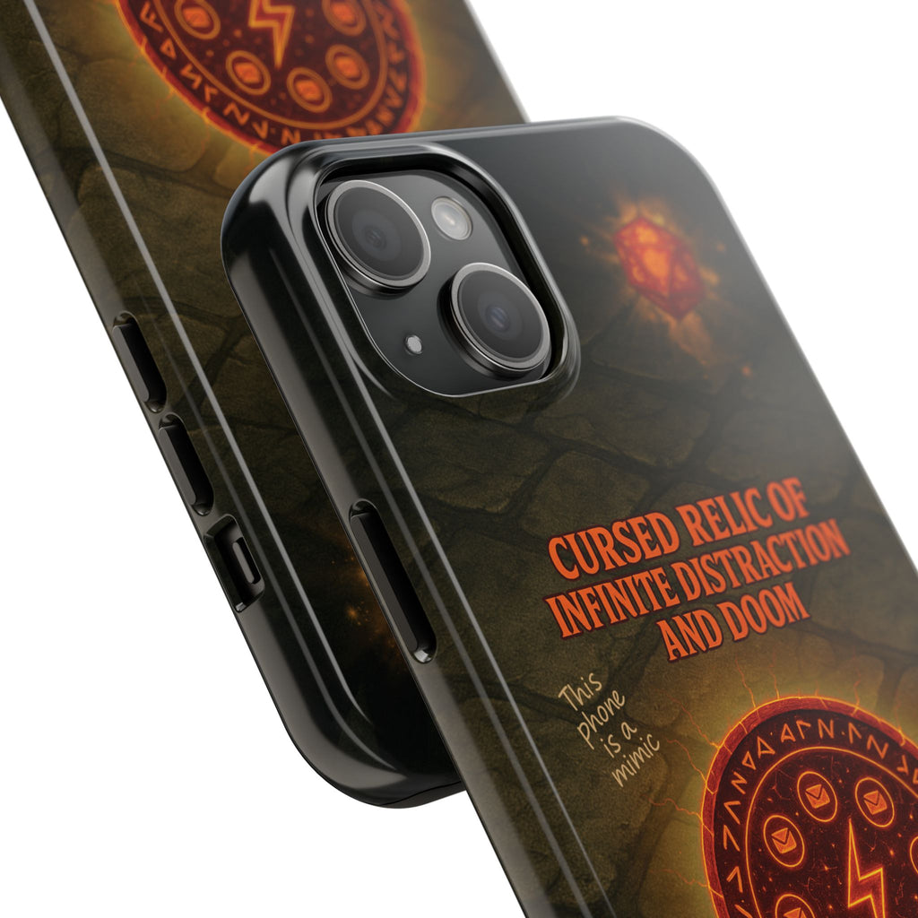 Cursed Relic Phone Case – 'Infinite Distraction & Doom' Protective RPG-Inspired Cover