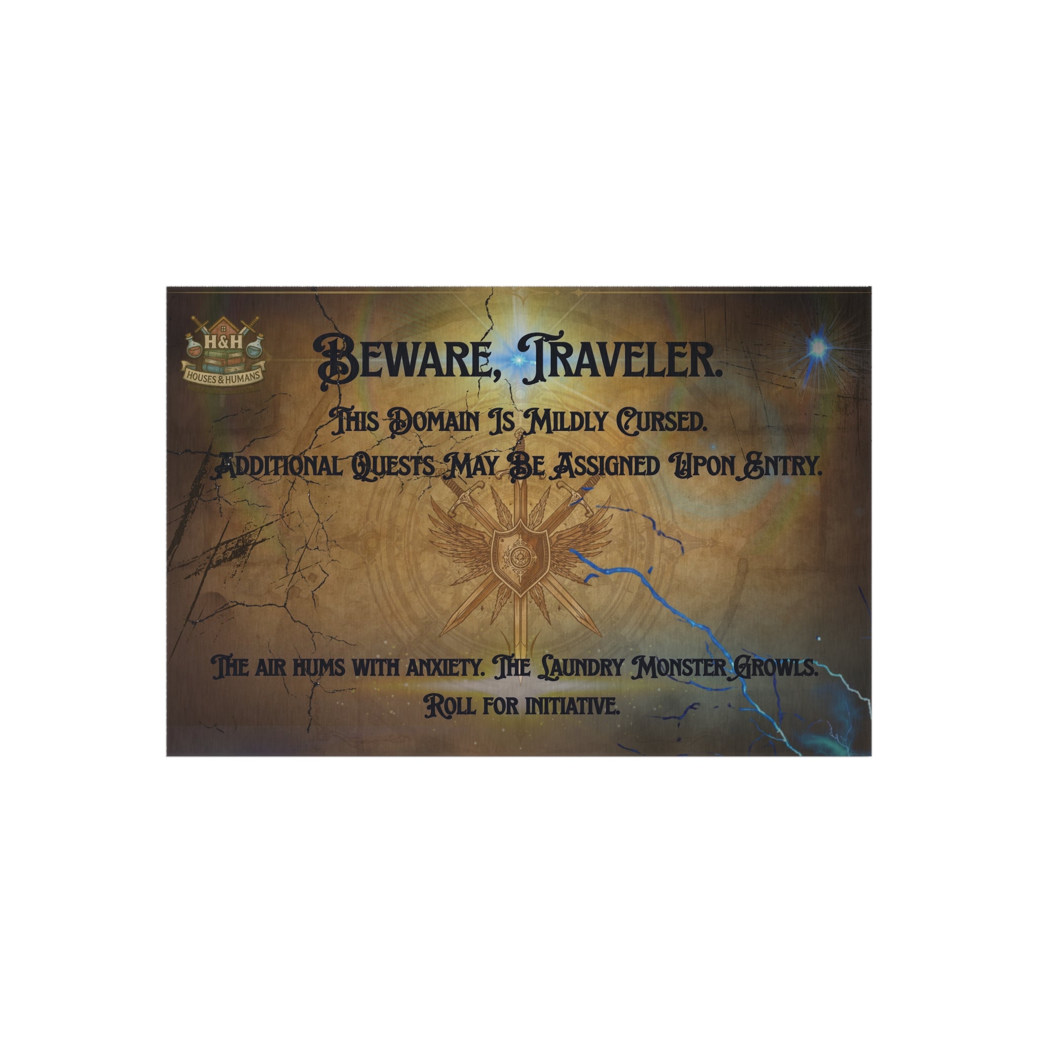 Beware, Traveler Doormat – Fantasy Rug for Gamers, Nerds & RPG Fans