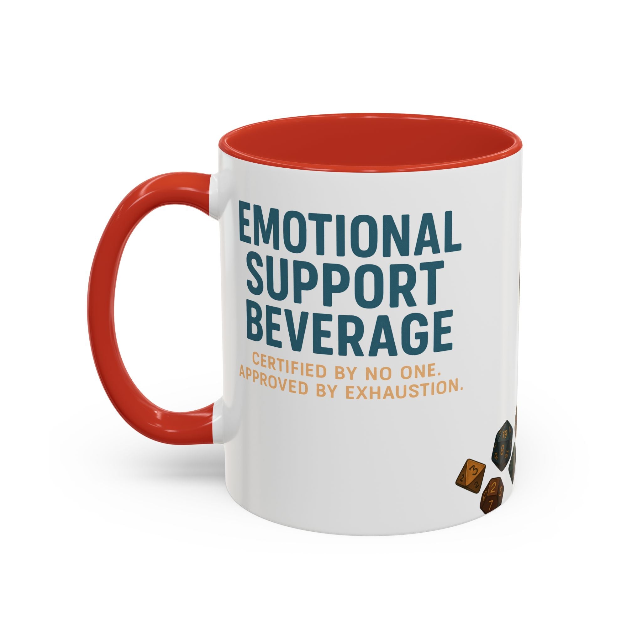 TTRPG Mug – ‘Emotional Support Beverage’ Mental Health Humor Cup for Gamers