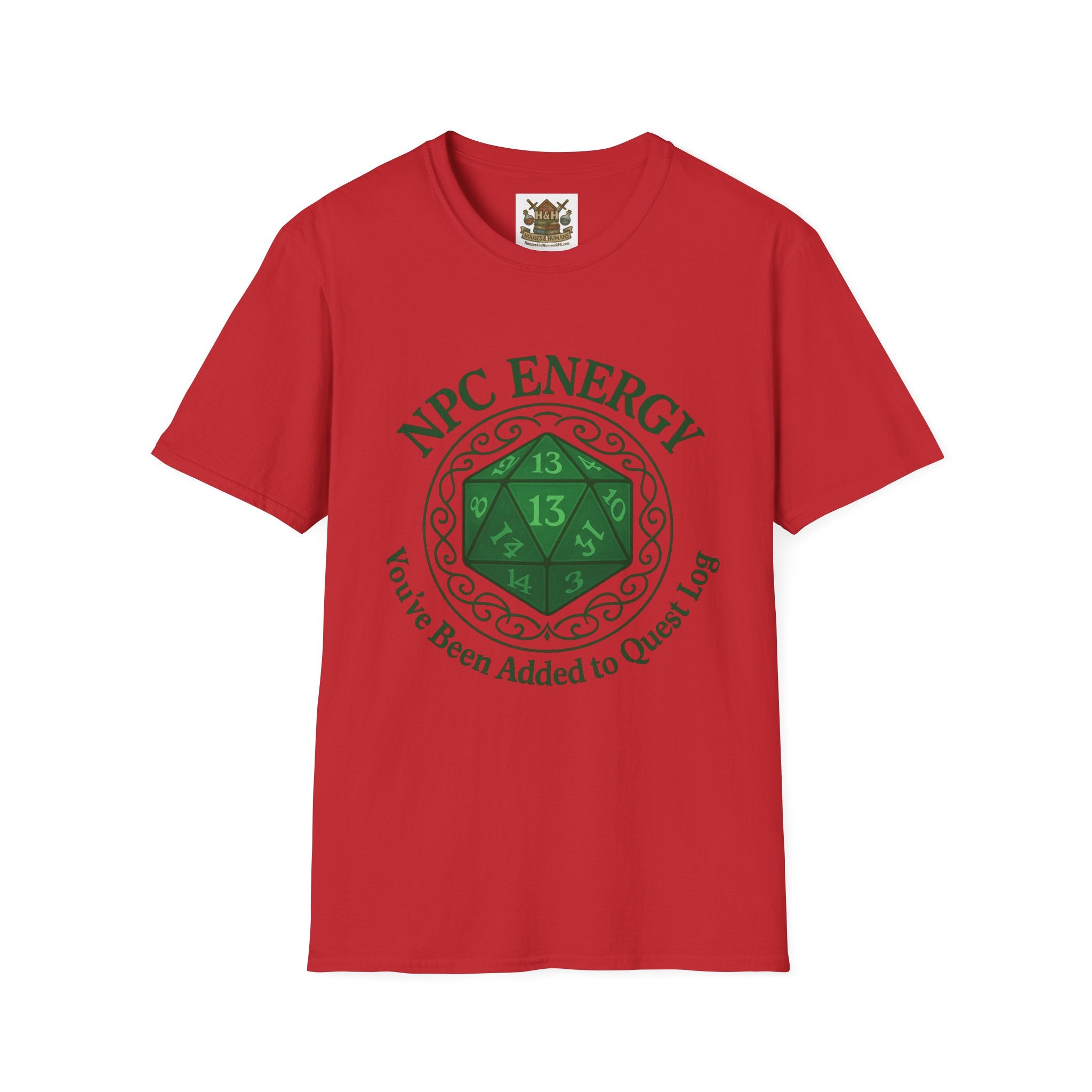 NPC Energy T-Shirt – D&D Gamer Tee: 'You've Been Added to Quest Log' (D20 Shirt)