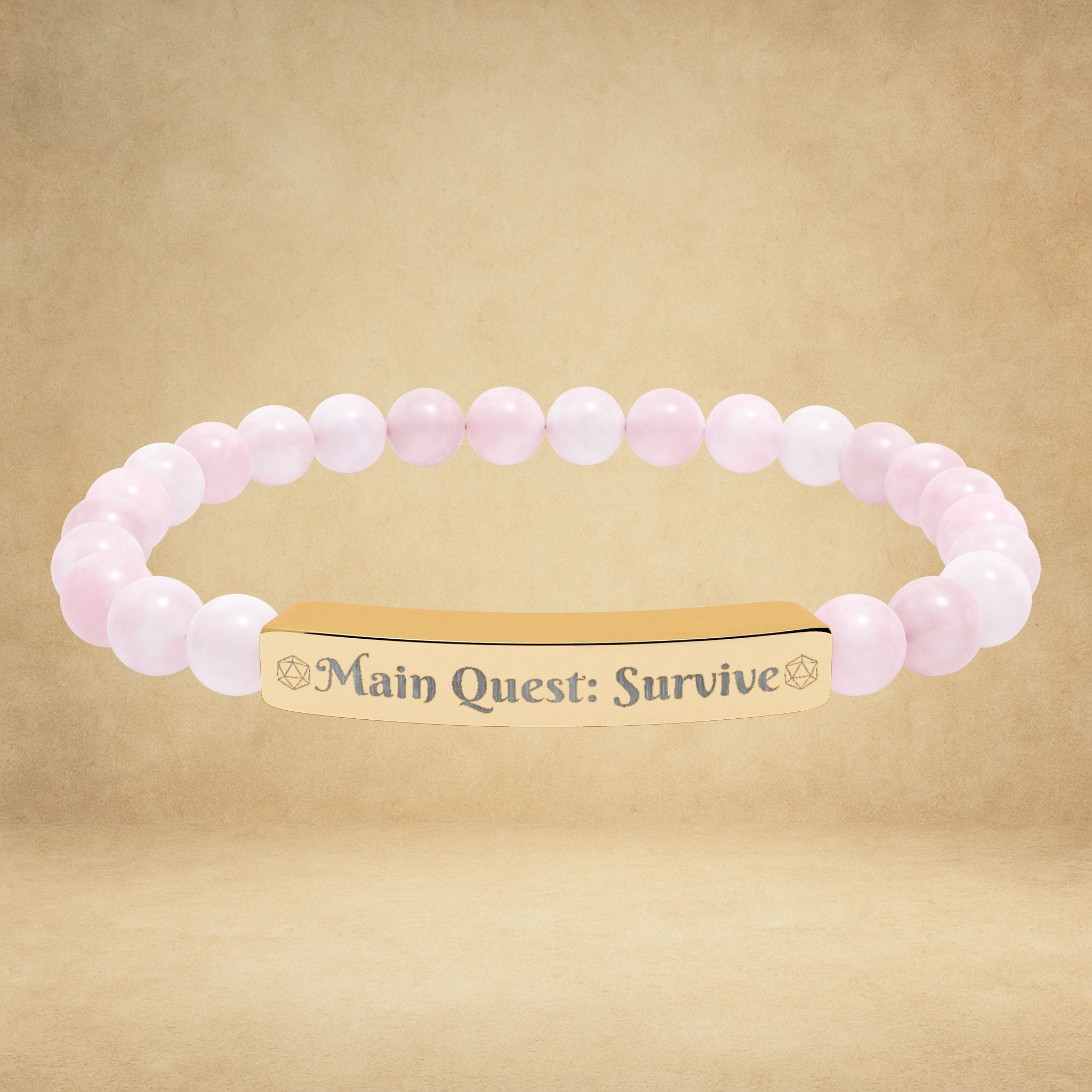 Main Quest: Survive - Engraved Natural Stone Stretch Bracelet