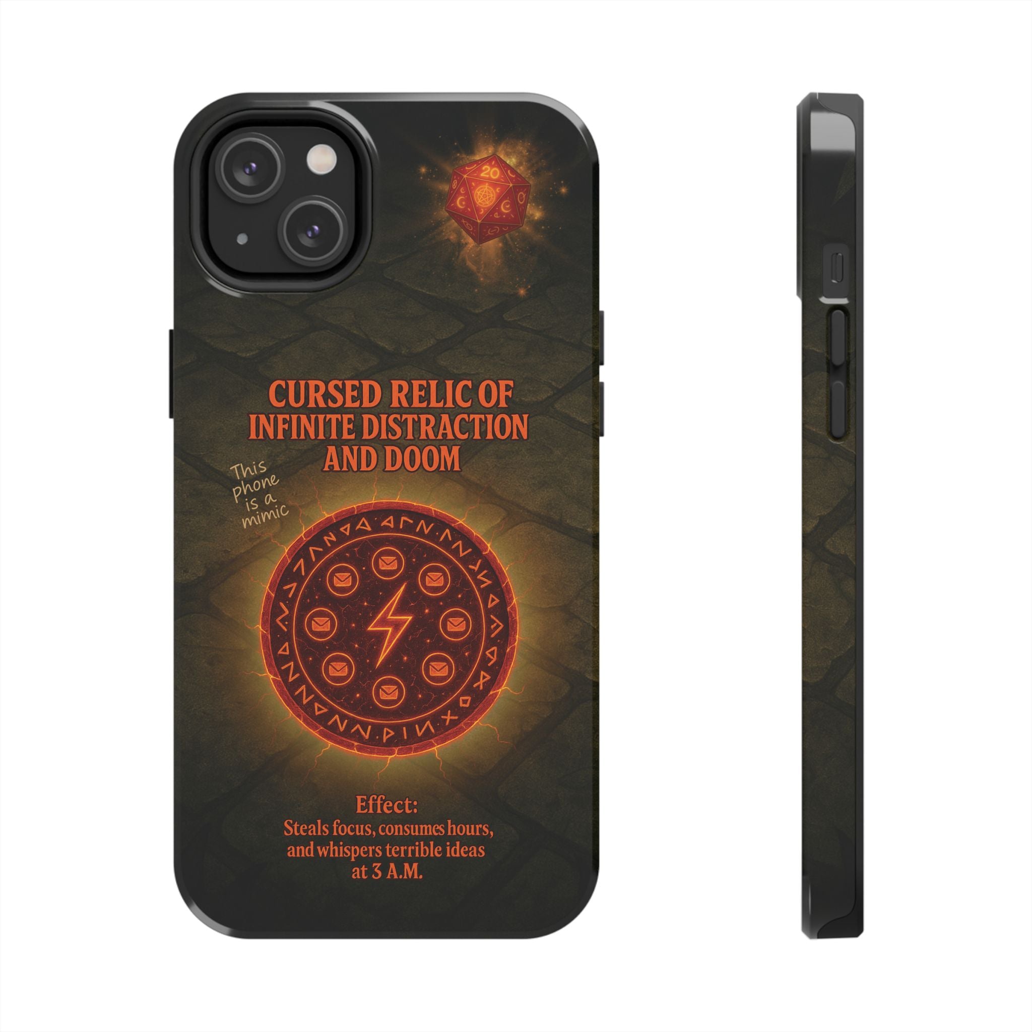 Cursed Relic Phone Case – 'Infinite Distraction & Doom' Protective RPG-Inspired Cover