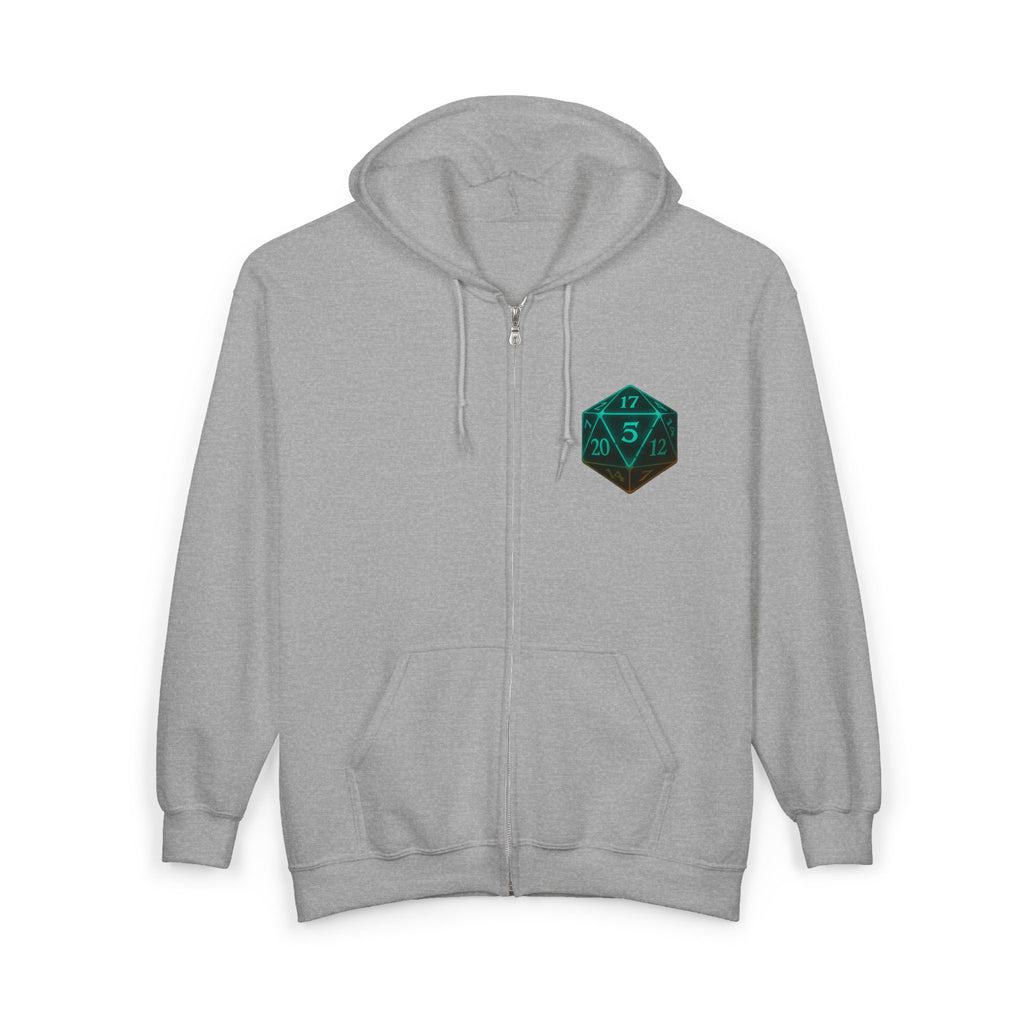 D20 Gamer Zip Hoodie — "Player Unavailable" Retro RPG Dice Design