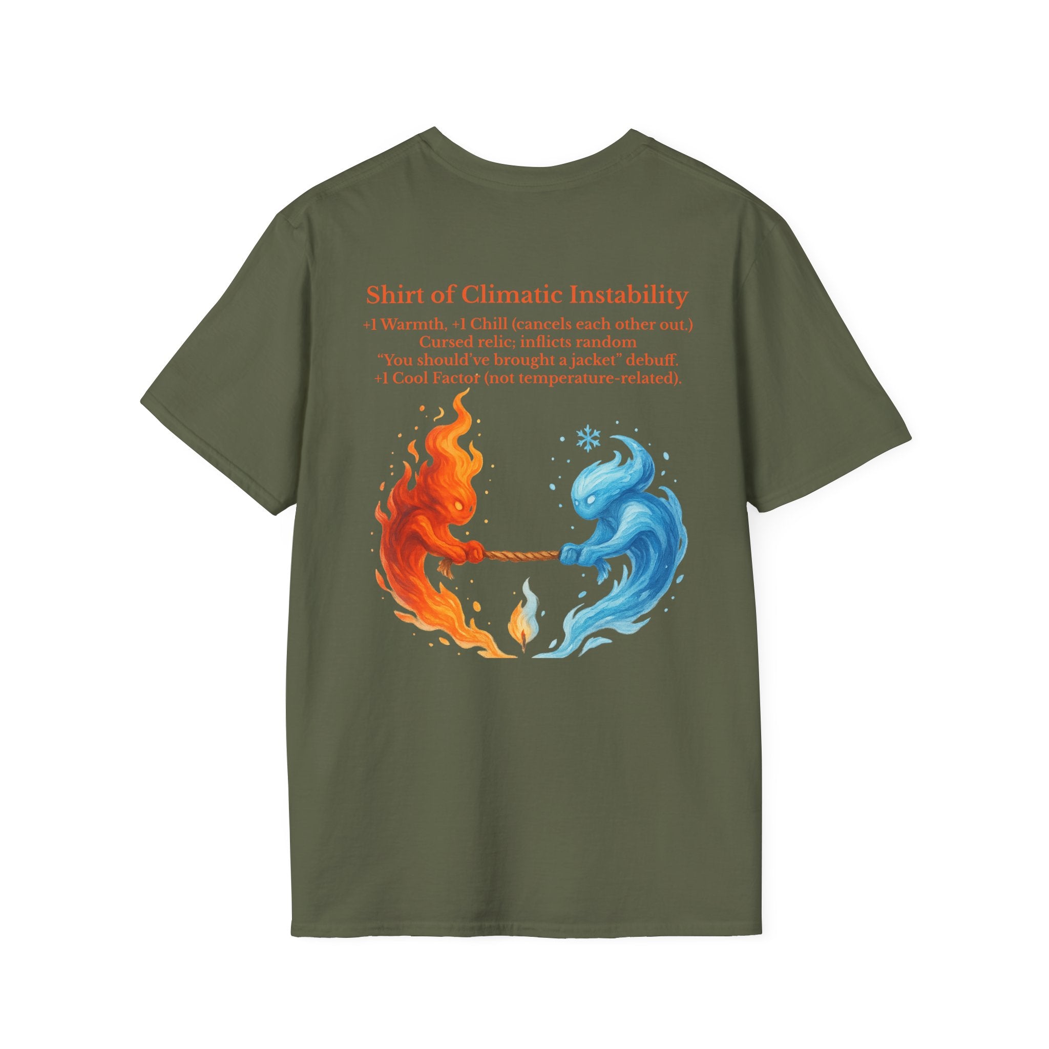 Funny RPG Shirt – ‘Shirt of Climatic Instability’ Cursed Relic Tee by Houses & Humans
