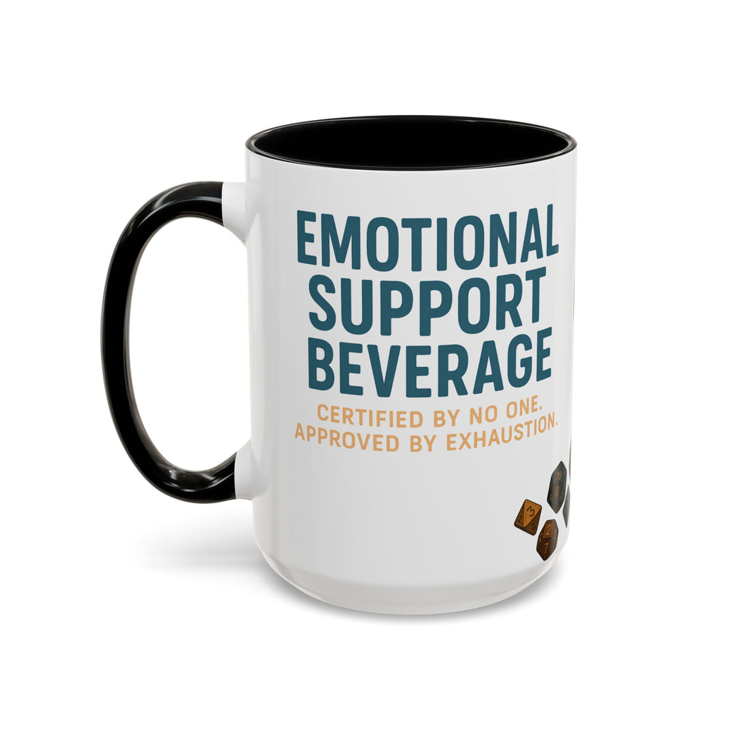 TTRPG Mug – ‘Emotional Support Beverage’ Mental Health Humor Cup for Gamers