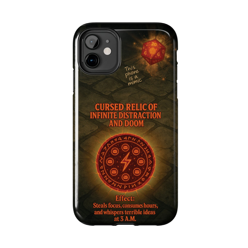 Cursed Relic Phone Case – 'Infinite Distraction & Doom' Protective RPG-Inspired Cover