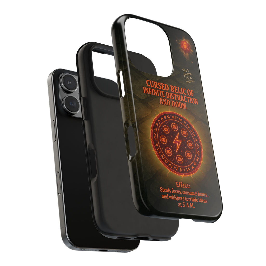 Cursed Relic Phone Case – 'Infinite Distraction & Doom' Protective RPG-Inspired Cover