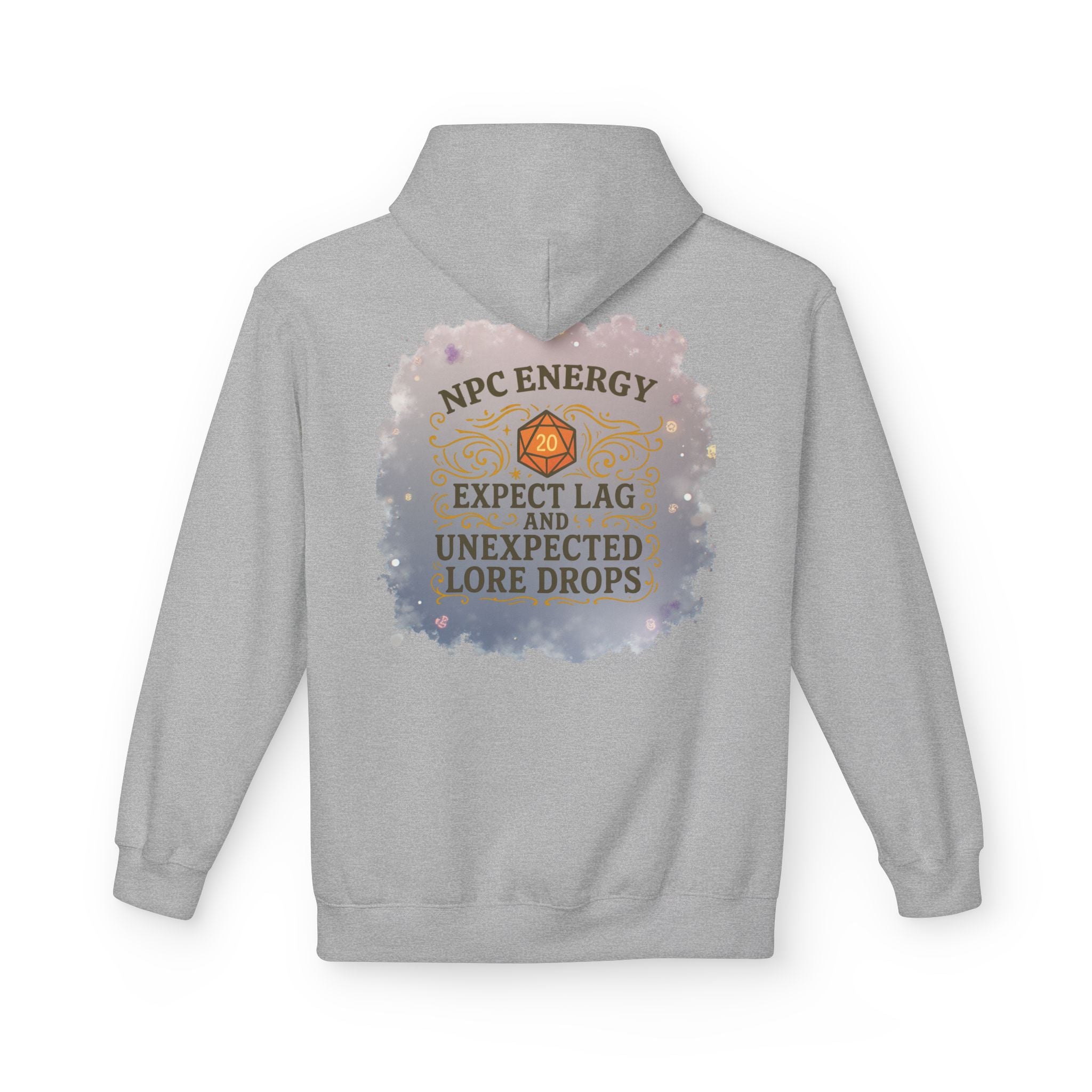 NPC Energy Hoodie – Funny Gamer Hoodie with Lore Drops & Lag Warning (RPG Style)