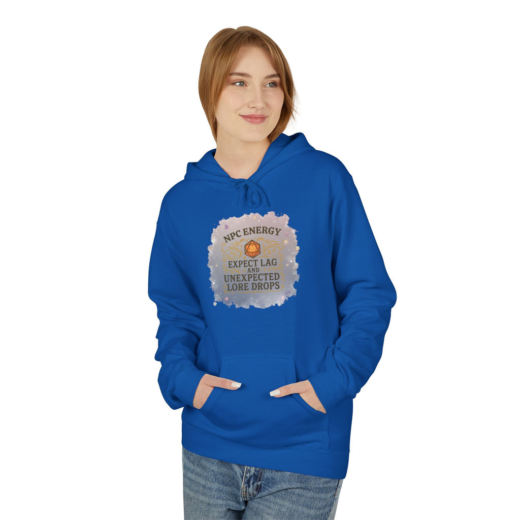NPC Energy Hoodie – Funny Gamer Hoodie with Lore Drops & Lag Warning (RPG Style)