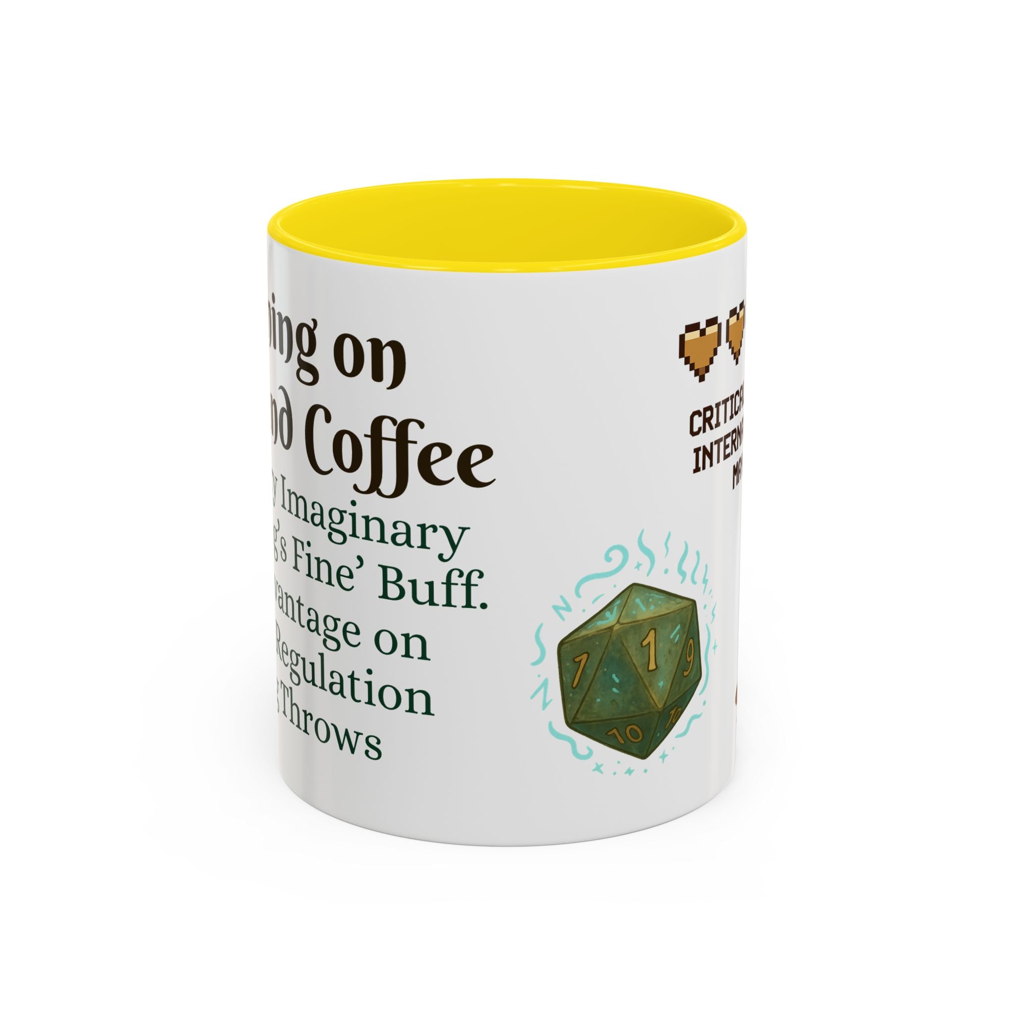 Gaming Coffee Mug – ‘Running on Vibes & Coffee’ Critical Brew Level for D&D Fans RPG