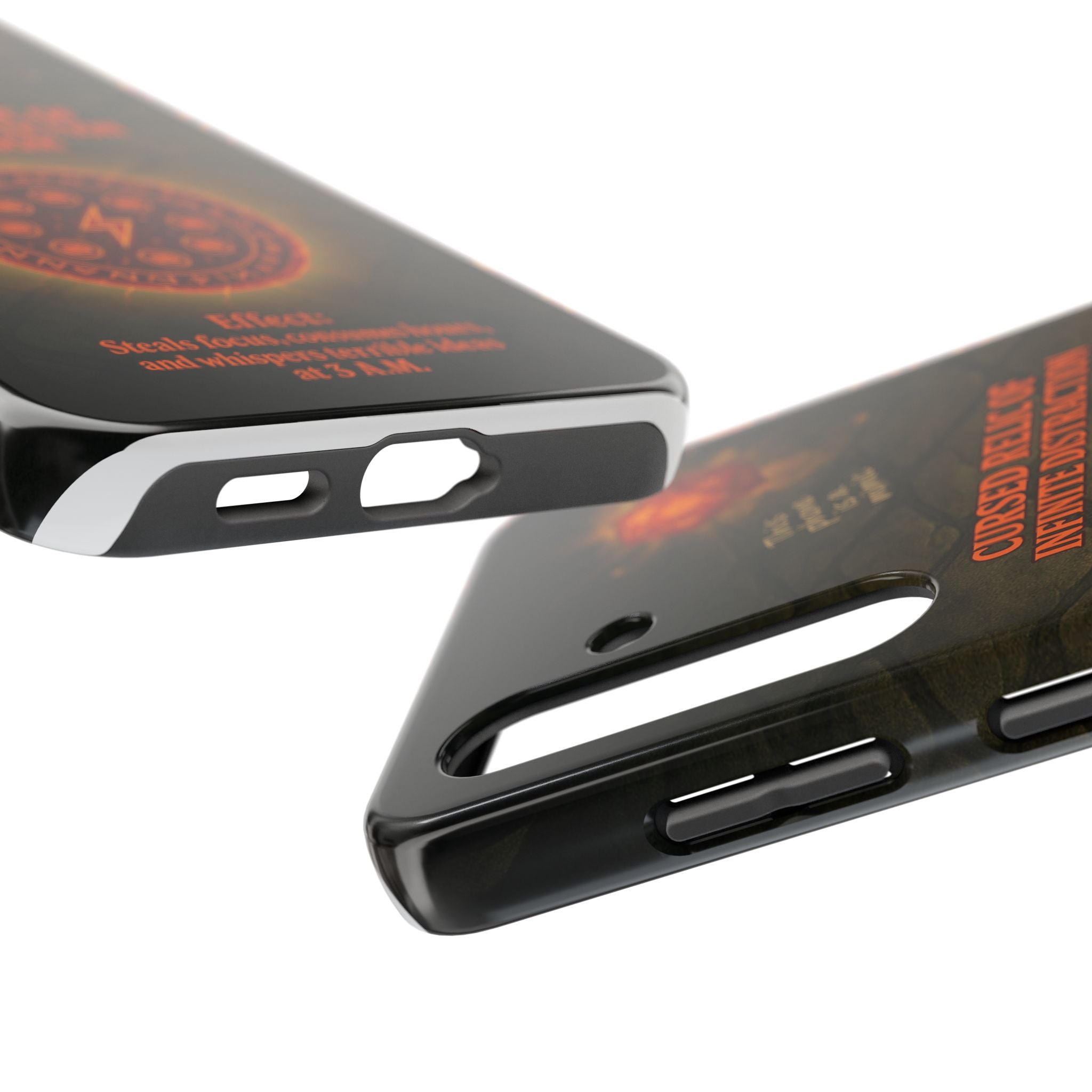 Cursed Relic Phone Case – 'Infinite Distraction & Doom' Protective RPG-Inspired Cover