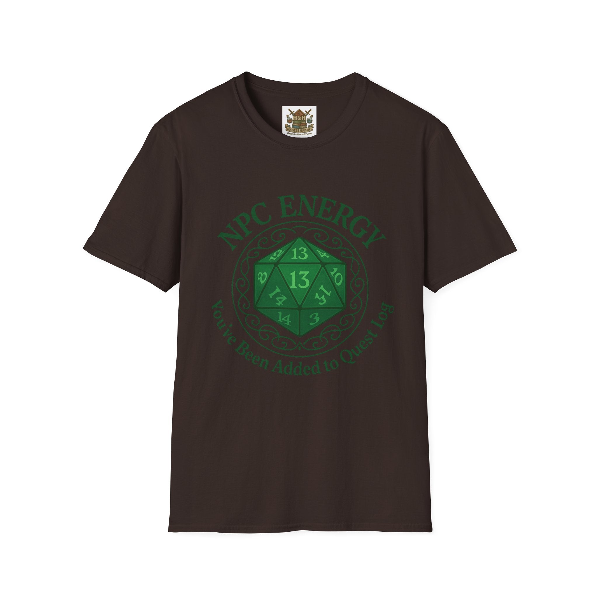 NPC Energy T-Shirt – D&D Gamer Tee: 'You've Been Added to Quest Log' (D20 Shirt)