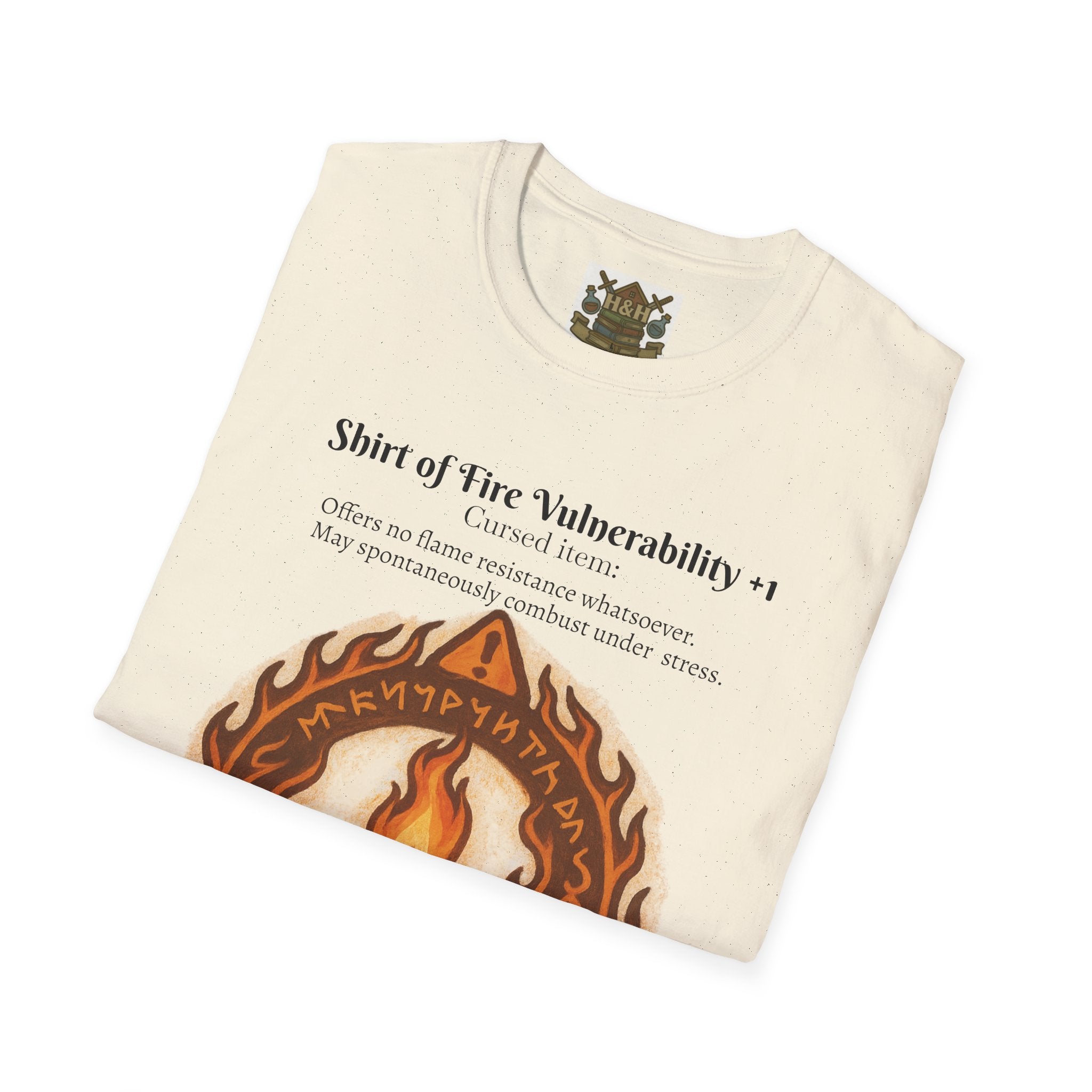 Cursed Item Shirt – ‘Shirt of Fire Vulnerability’ Fantasy Tee for RPG Gamers & Nerds