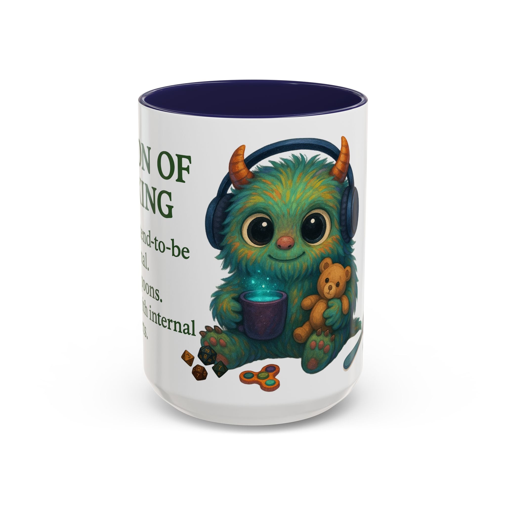 Neurodivergent Mug – 'Potion of Masking' Coffee Cup with Cute Autism Monster Art