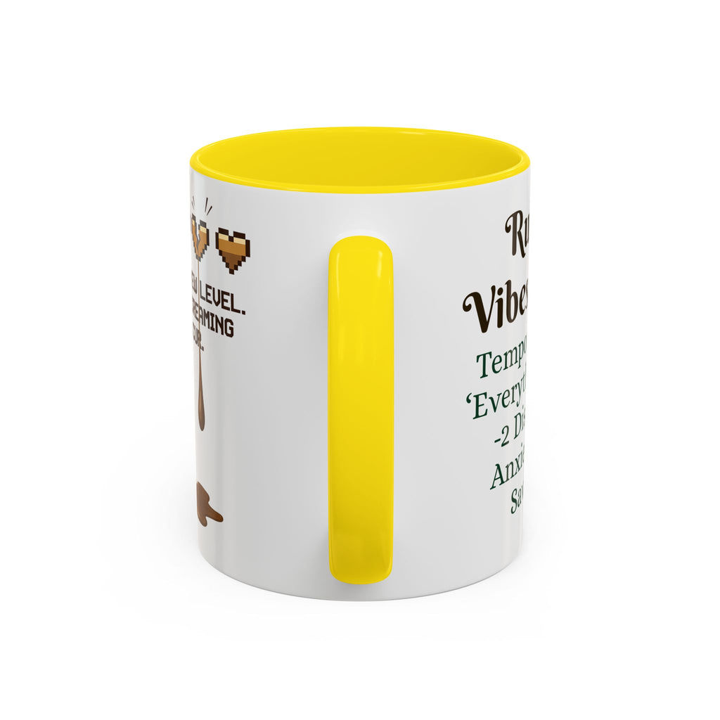 Gaming Coffee Mug – ‘Running on Vibes & Coffee’ Critical Brew Level for D&D Fans RPG