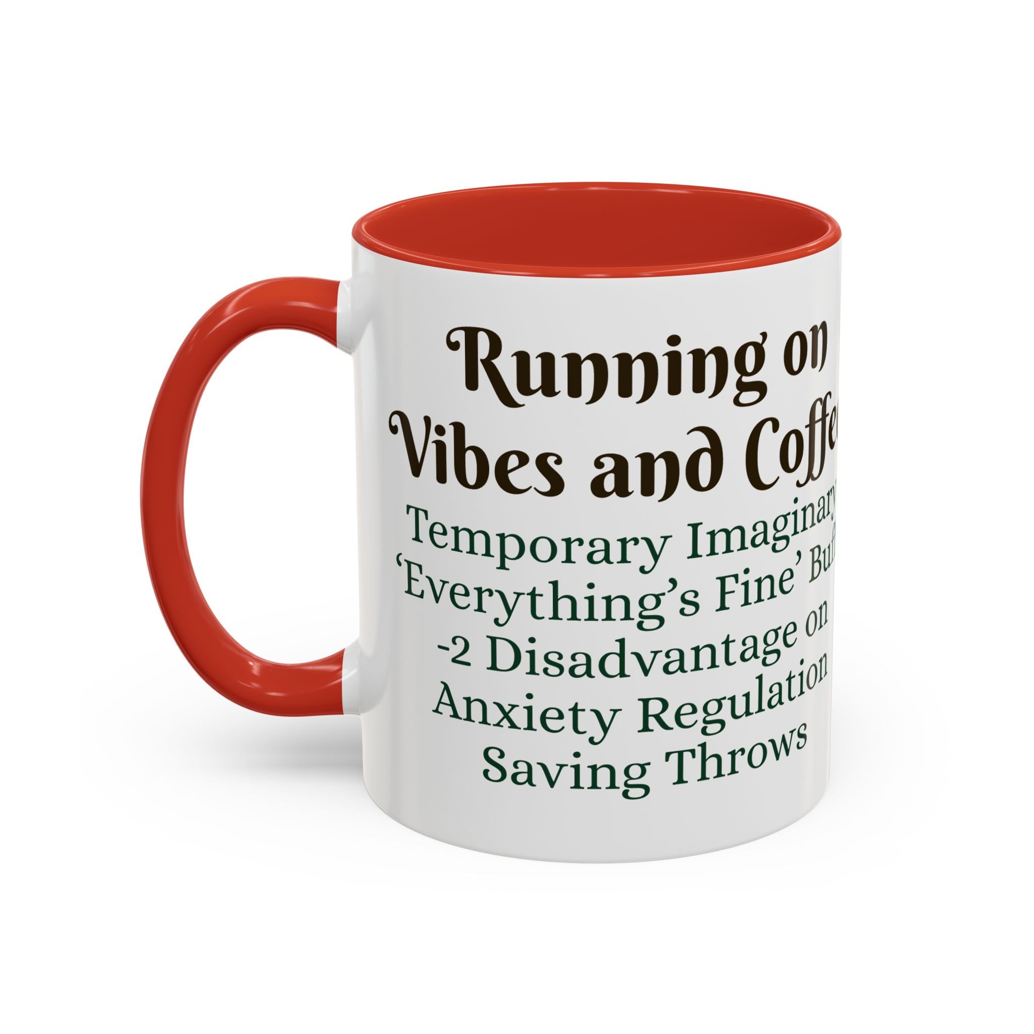 Gaming Coffee Mug – ‘Running on Vibes & Coffee’ Critical Brew Level for D&D Fans RPG