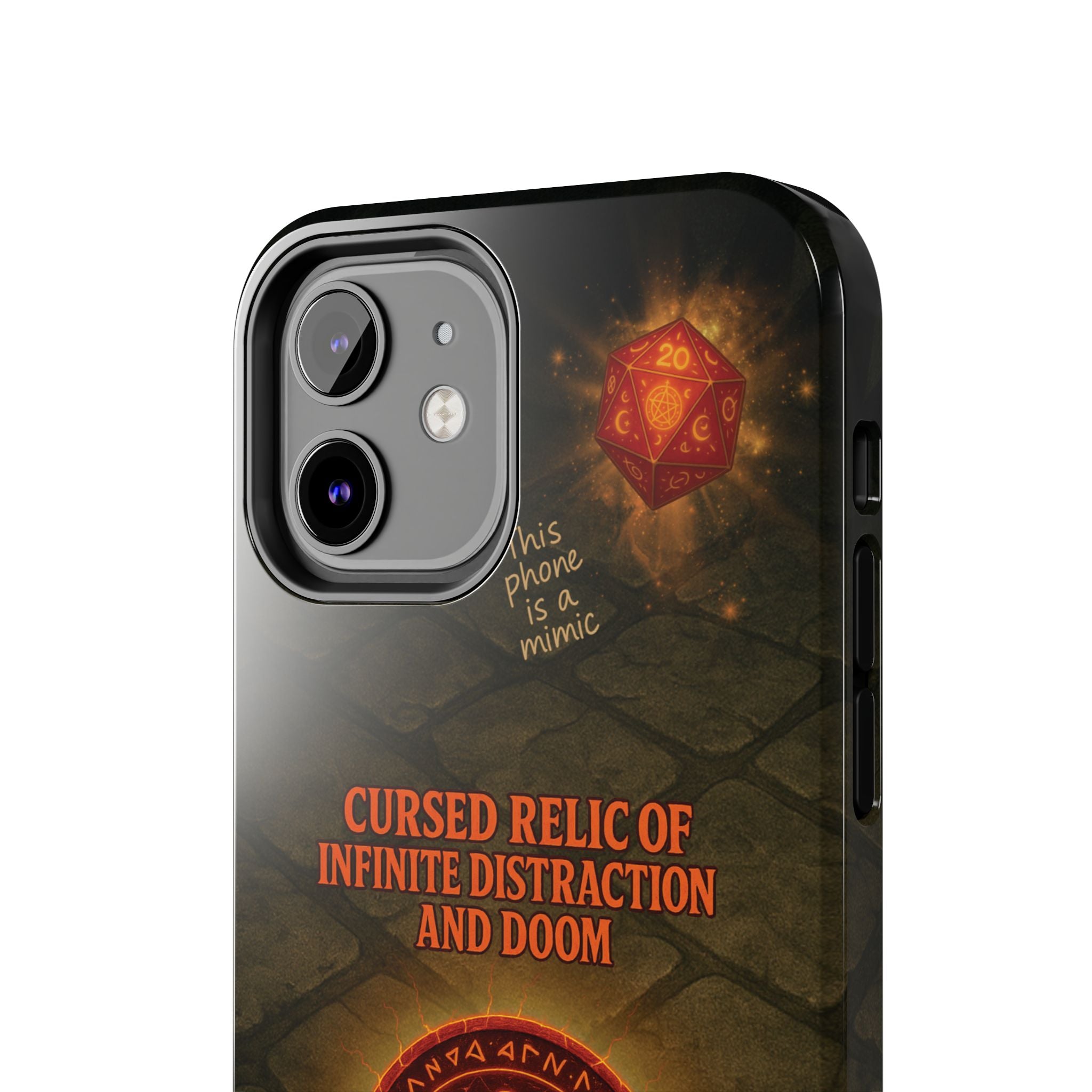 Cursed Relic Phone Case – 'Infinite Distraction & Doom' Protective RPG-Inspired Cover