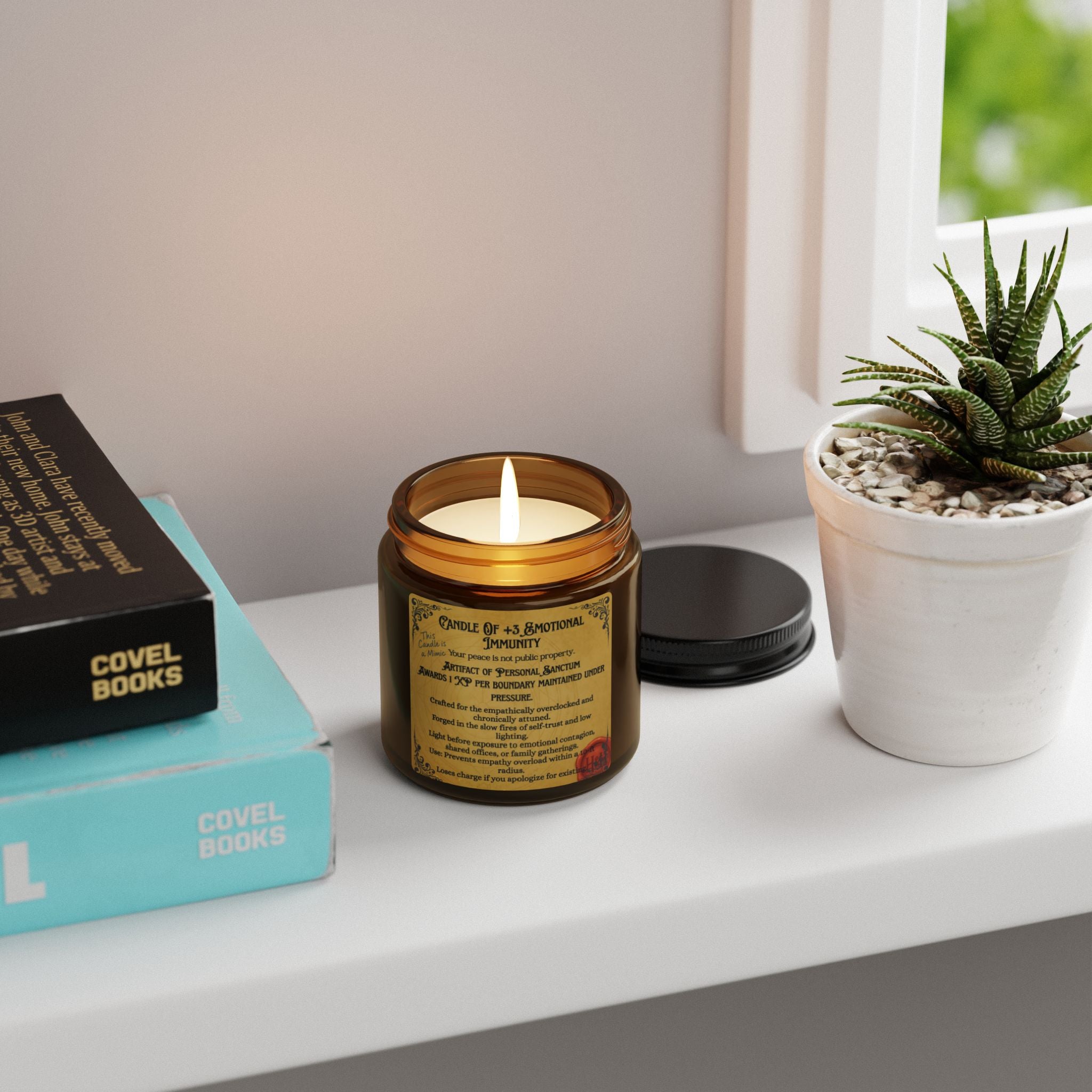 Houses & Humans Candle – +3 Emotional Immunity Soy Candle | Ward Against Vibes (Amber Jar)