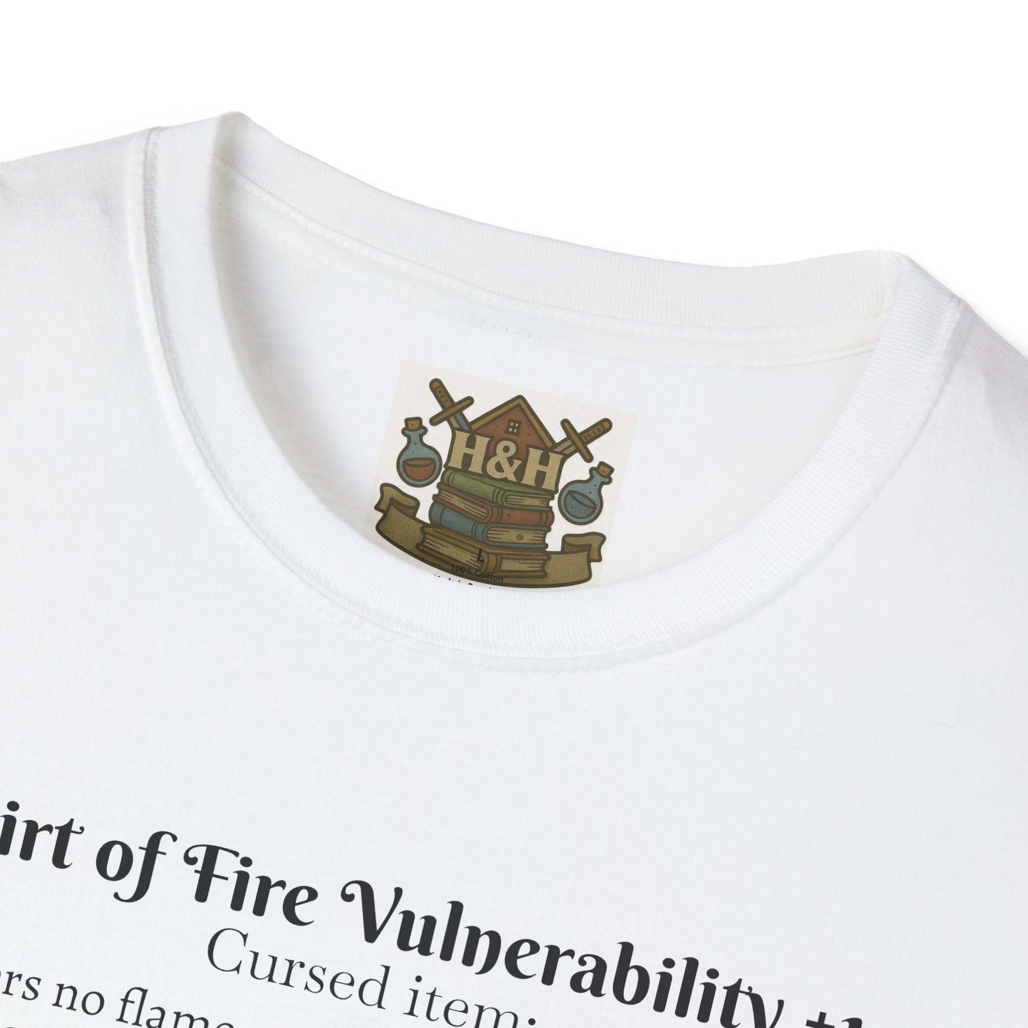 Cursed Item Shirt – ‘Shirt of Fire Vulnerability’ Fantasy Tee for RPG Gamers & Nerds