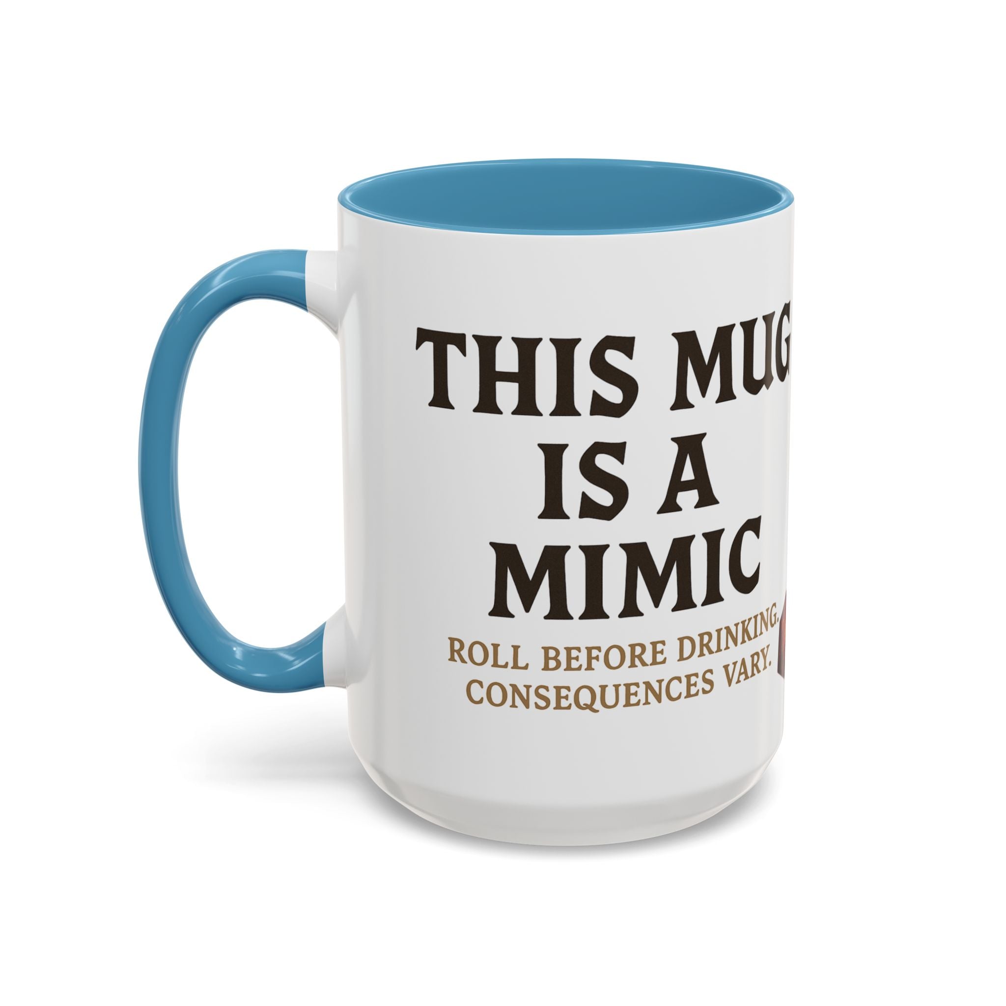 Funny RPG Mug – ‘This Mug Is a Mimic’ Coffee Cup for D&D Fans & Dungeon Crawlers