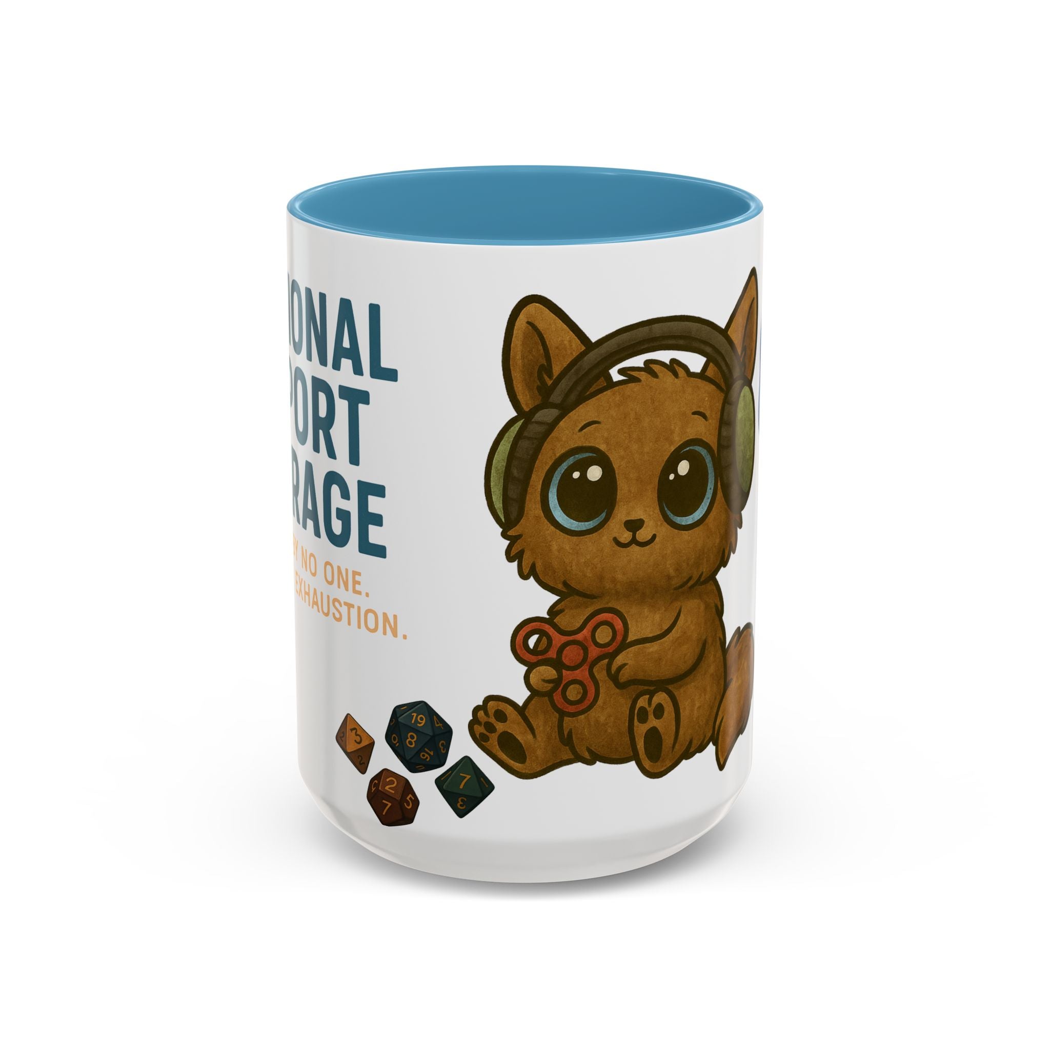 TTRPG Mug – ‘Emotional Support Beverage’ Mental Health Humor Cup for Gamers