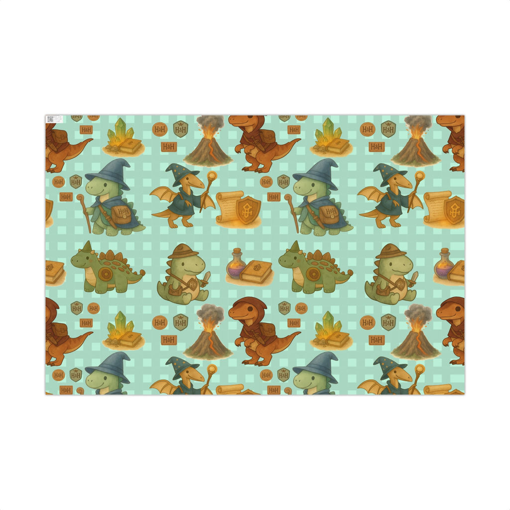 Dinosaur Gift Wrap Papers, Adventurous Holiday Gift RPG wrapping paper