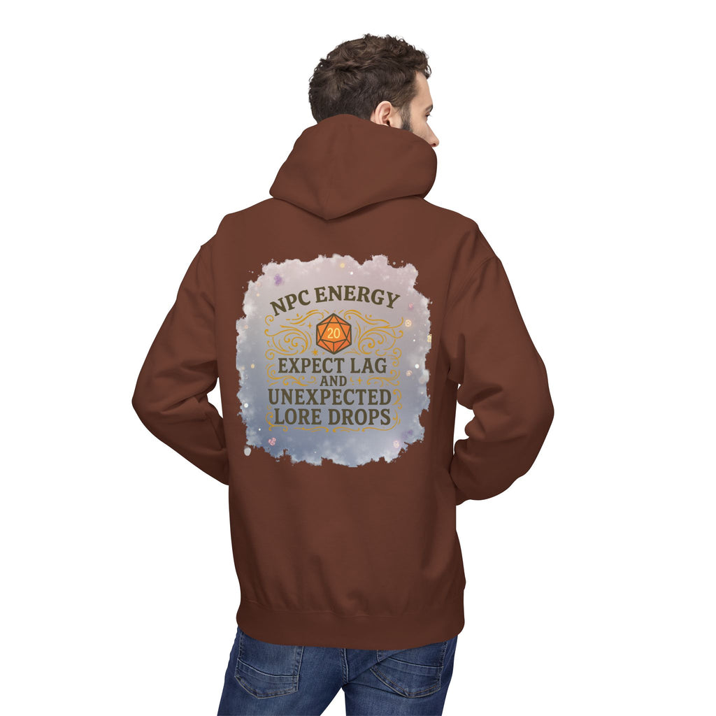 NPC Energy Hoodie – Funny Gamer Hoodie with Lore Drops & Lag Warning (RPG Style)