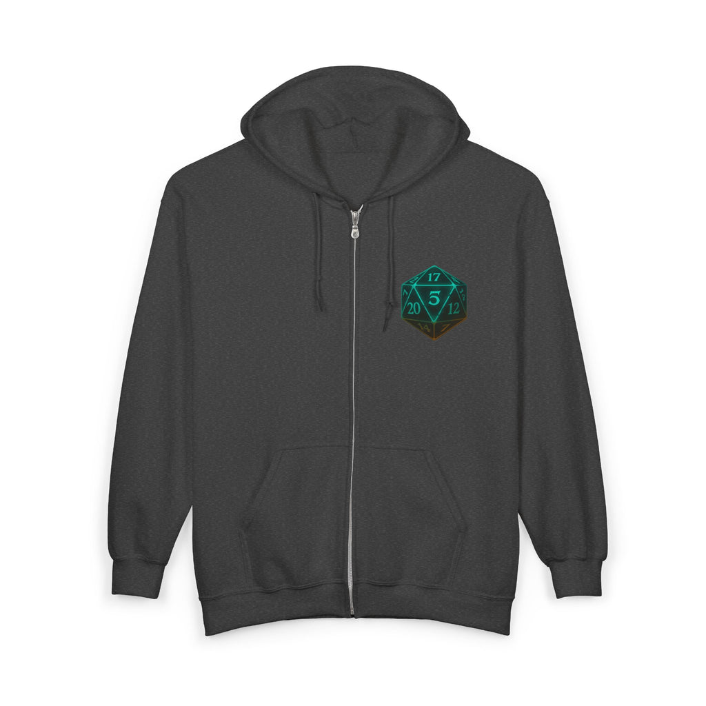 D20 Gamer Zip Hoodie — "Player Unavailable" Retro RPG Dice Design