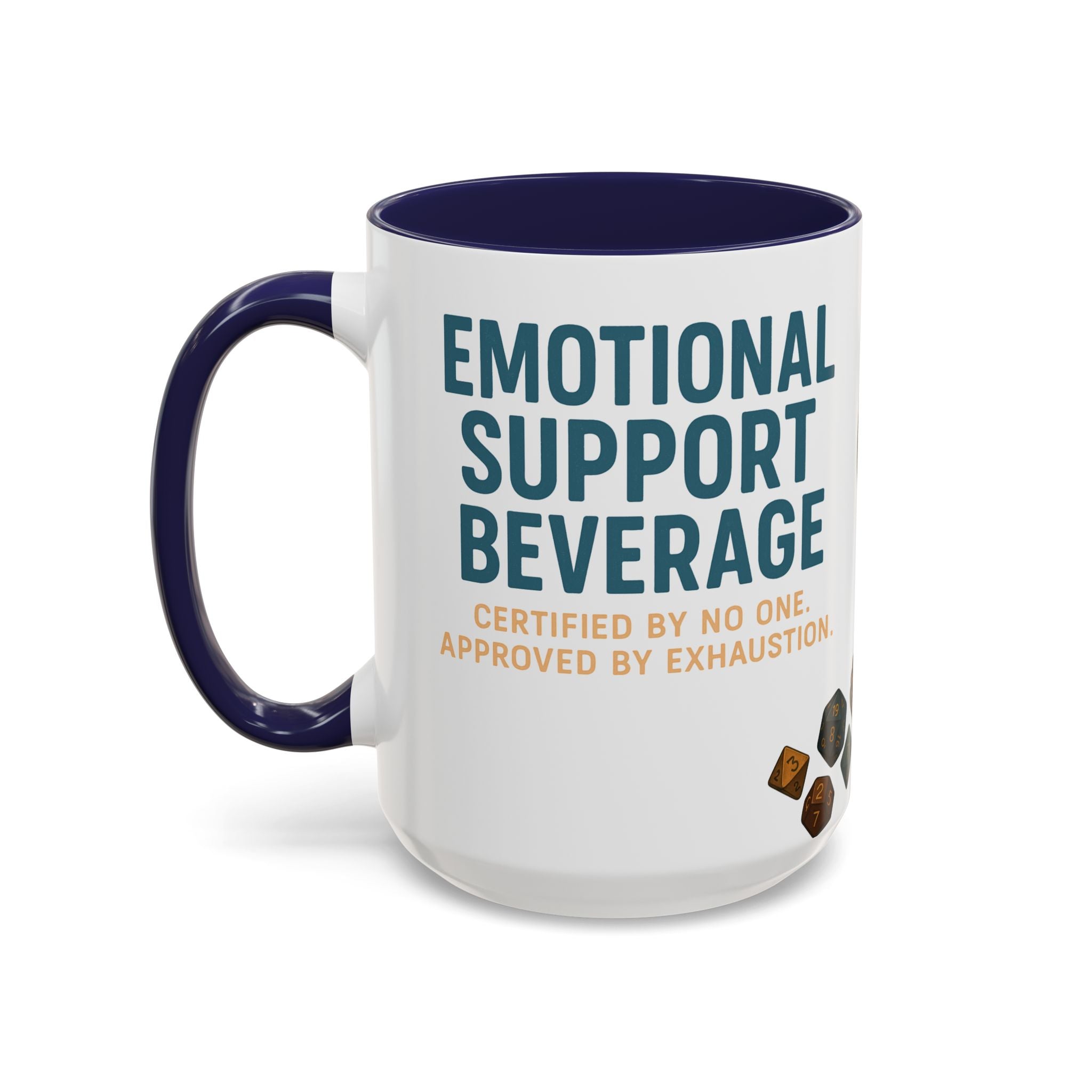 TTRPG Mug – ‘Emotional Support Beverage’ Mental Health Humor Cup for Gamers