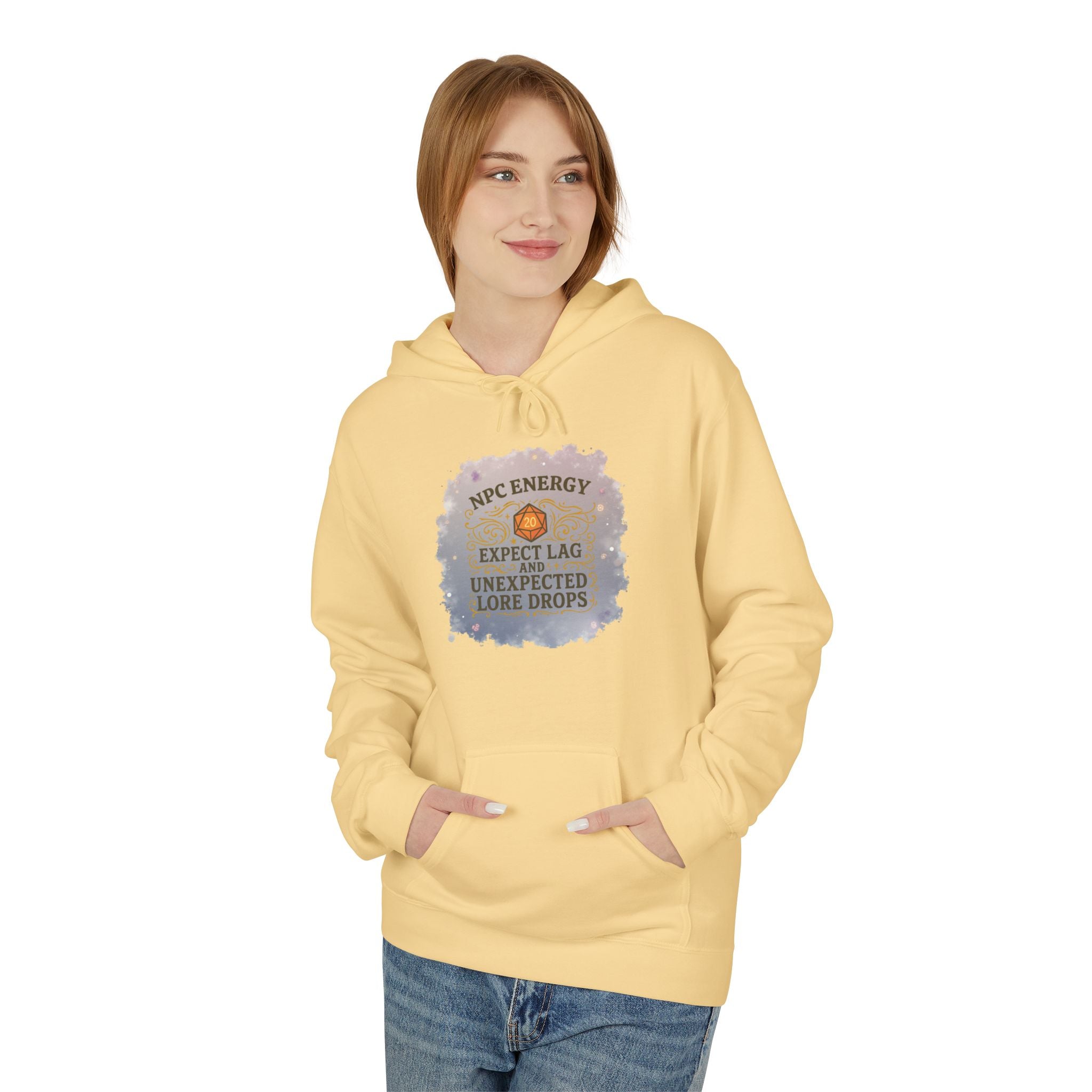 NPC Energy Hoodie – Funny Gamer Hoodie with Lore Drops & Lag Warning (RPG Style)