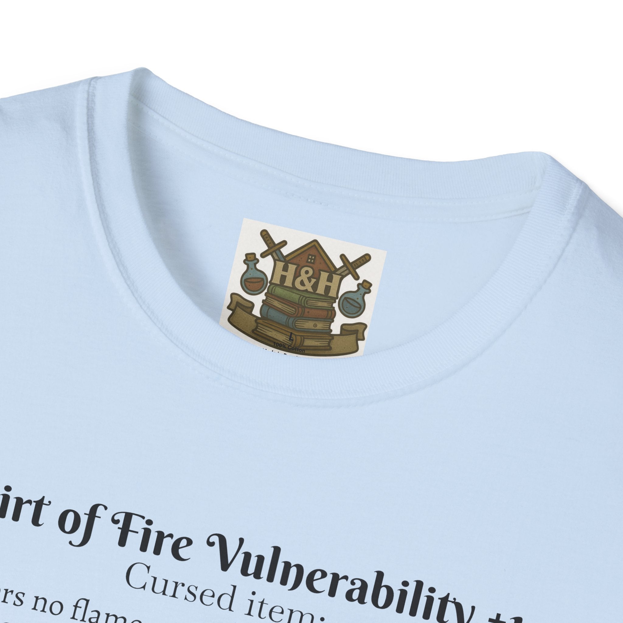 Cursed Item Shirt – ‘Shirt of Fire Vulnerability’ Fantasy Tee for RPG Gamers & Nerds