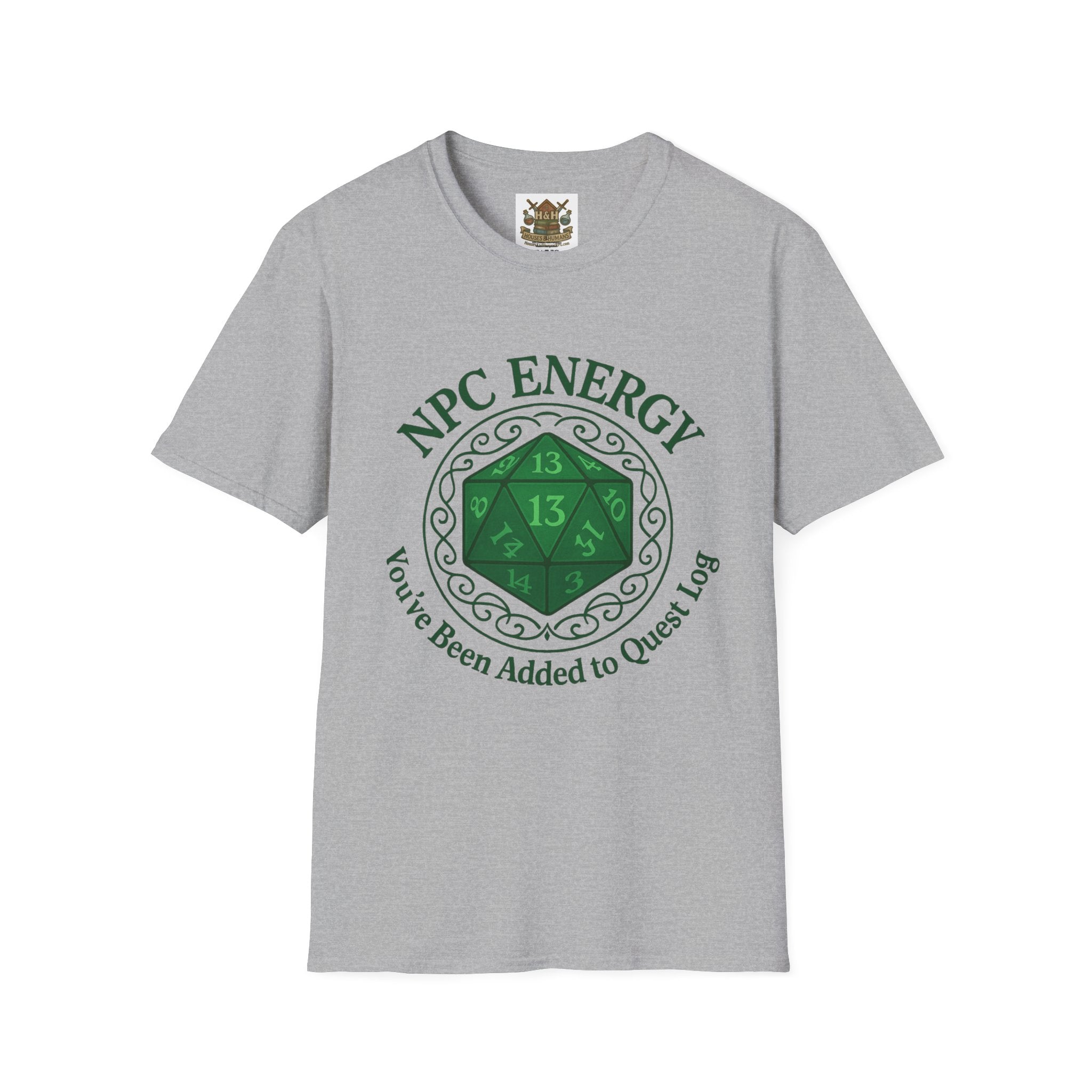 NPC Energy T-Shirt – D&D Gamer Tee: 'You've Been Added to Quest Log' (D20 Shirt)