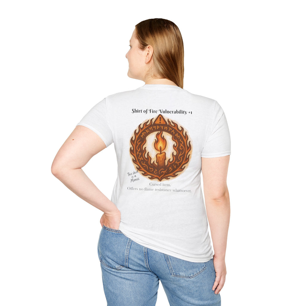 Cursed Item Shirt – ‘Shirt of Fire Vulnerability’ Fantasy Tee for RPG Gamers & Nerds