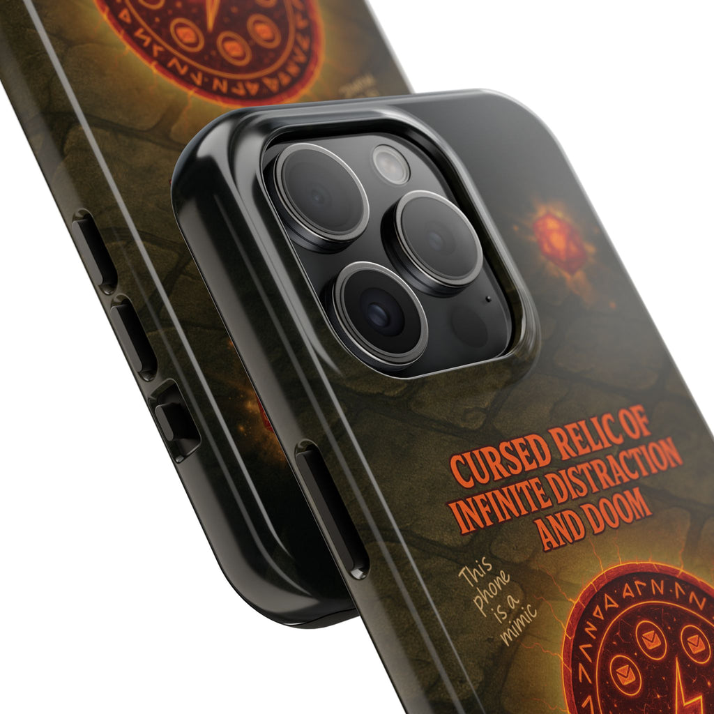 Cursed Relic Phone Case – 'Infinite Distraction & Doom' Protective RPG-Inspired Cover
