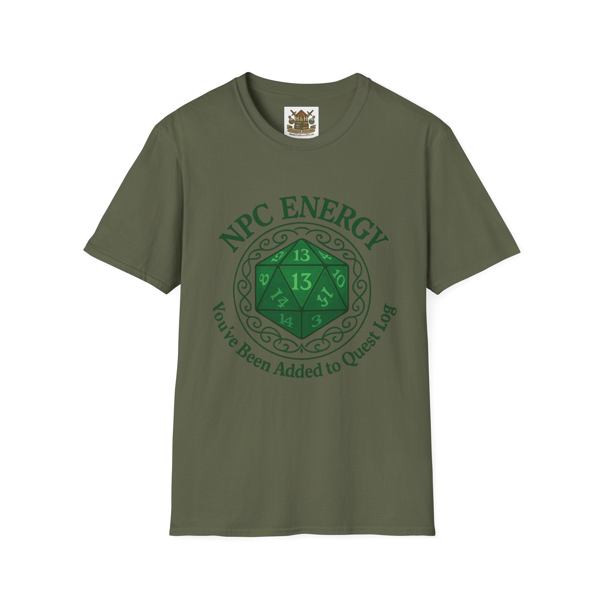 NPC Energy T-Shirt – D&D Gamer Tee: 'You've Been Added to Quest Log' (D20 Shirt)