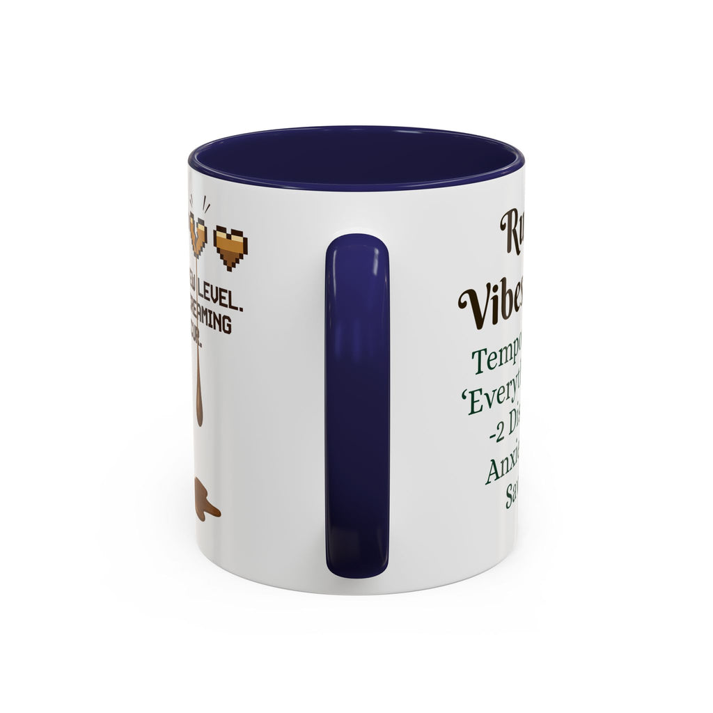 Gaming Coffee Mug – ‘Running on Vibes & Coffee’ Critical Brew Level for D&D Fans RPG